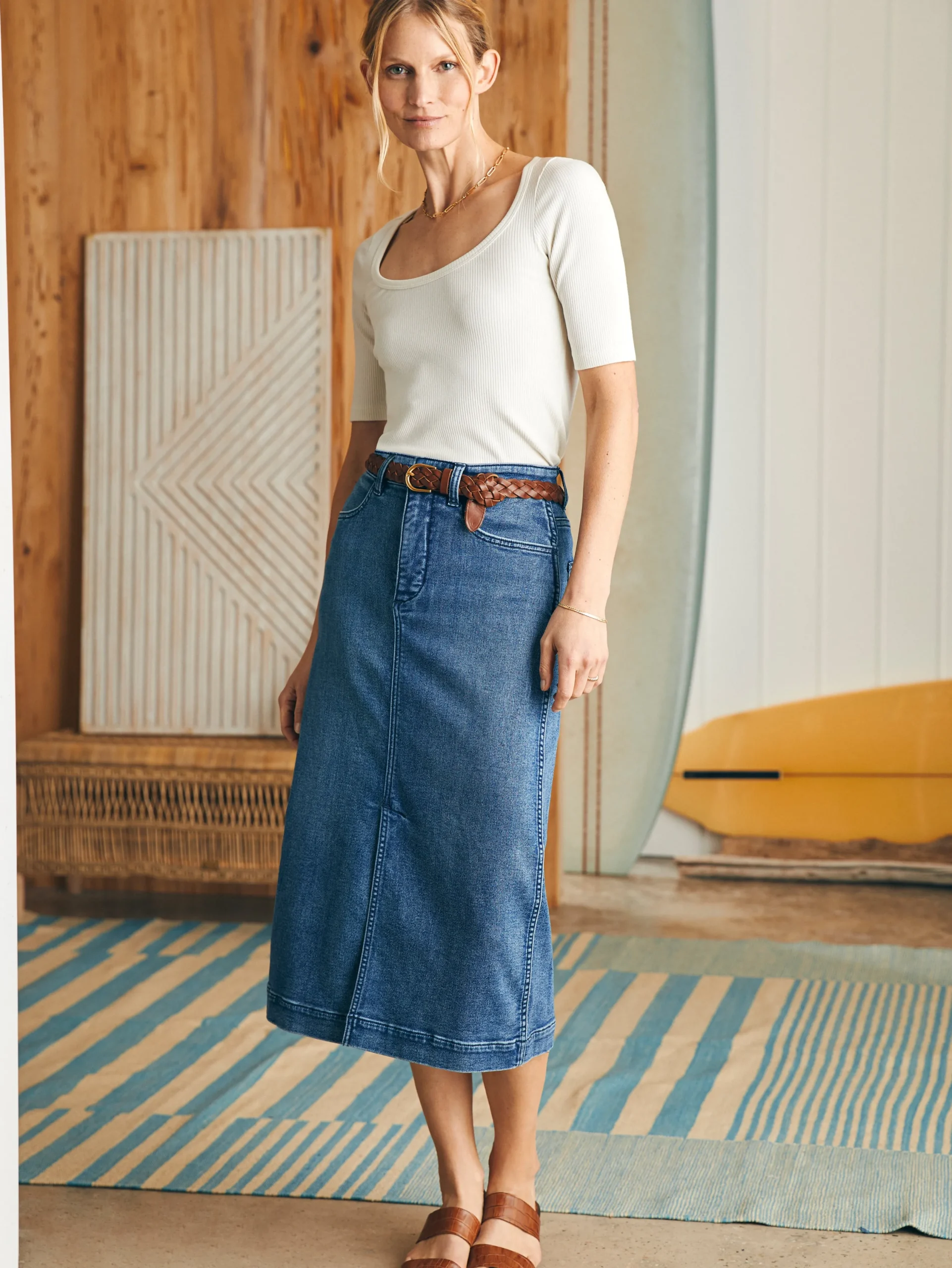 Shorts & Skirts^Faherty Brand Stretch Terry Midi Skirt - Riverton Wash