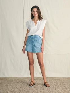 Shorts & Skirts^Faherty Brand Stretch Terry Patch Pocket Short - Mid Wash