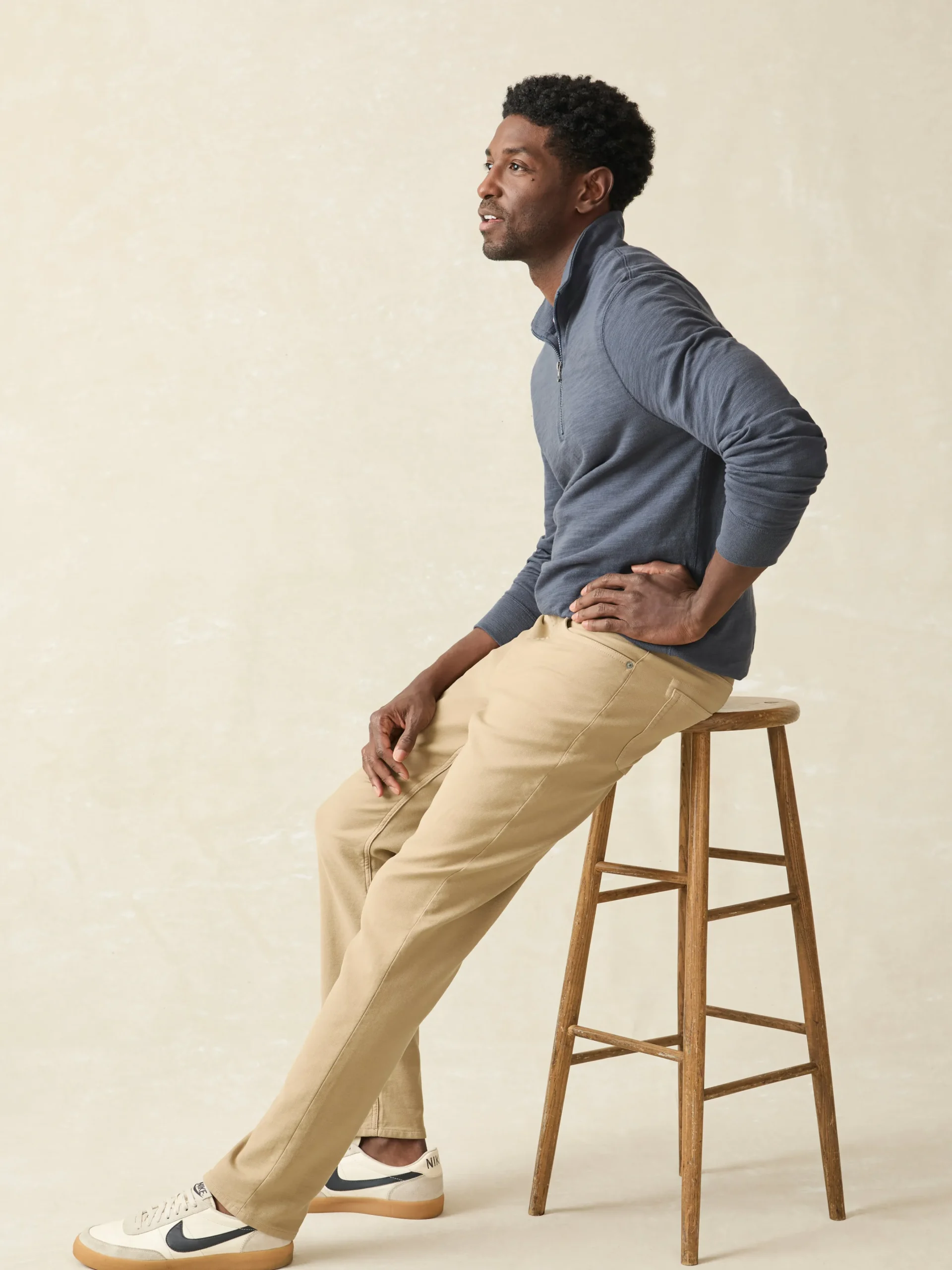 Pants^Faherty Brand Stretch Terry 5-Pocket Athletic Fit Pant - Desert Khaki
