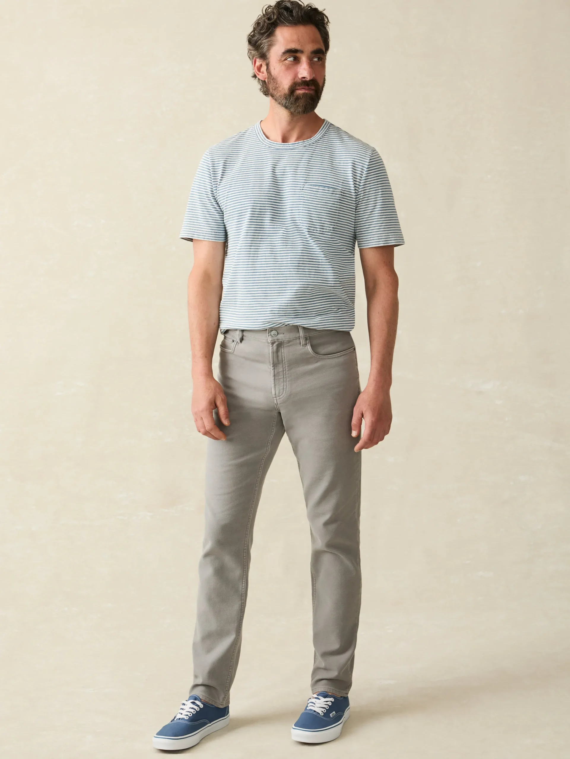 Pants^Faherty Brand Stretch Terry 5-Pocket Athletic Fit Pant - Iron