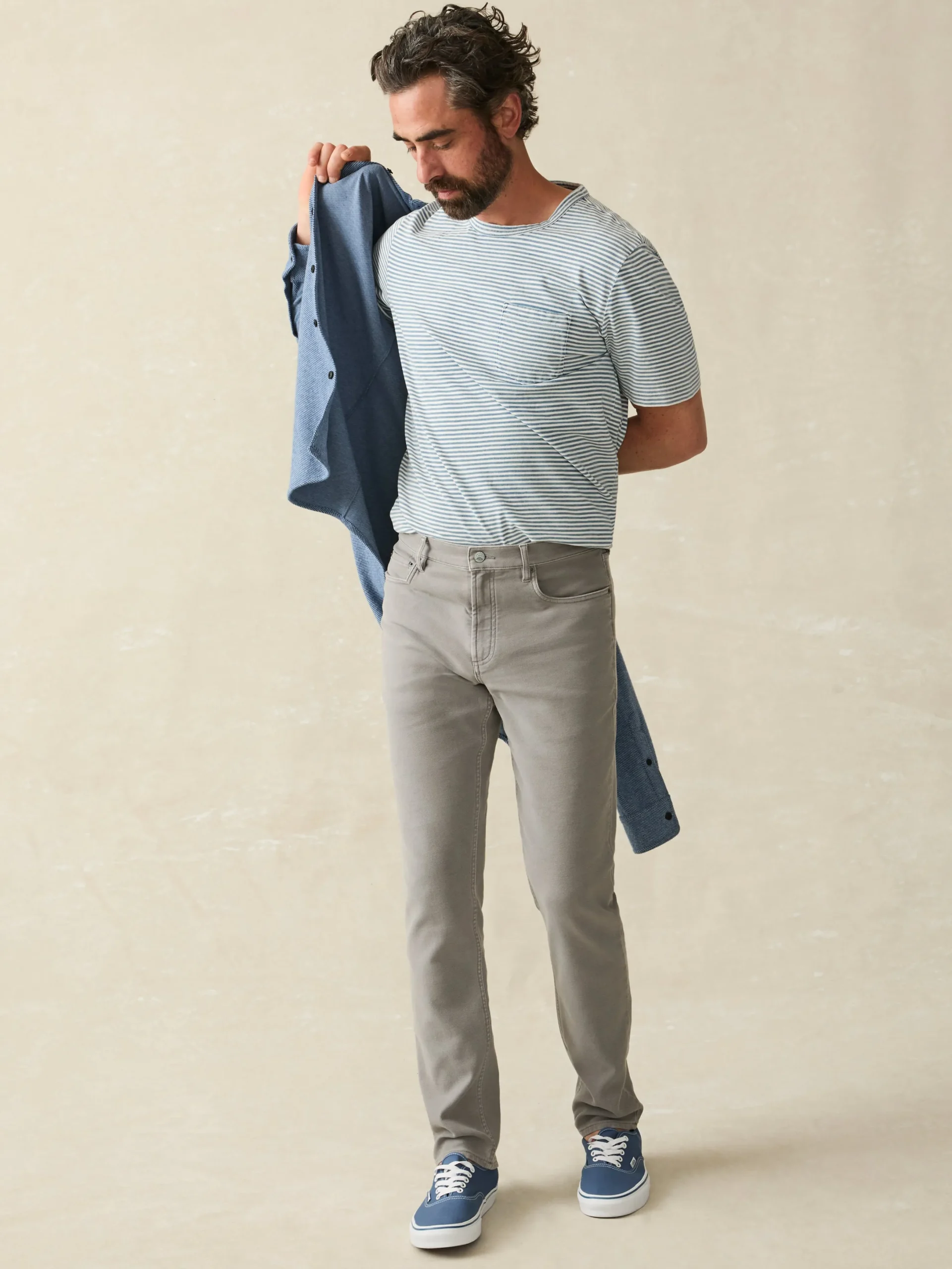 Pants^Faherty Brand Stretch Terry 5-Pocket Athletic Fit Pant - Iron