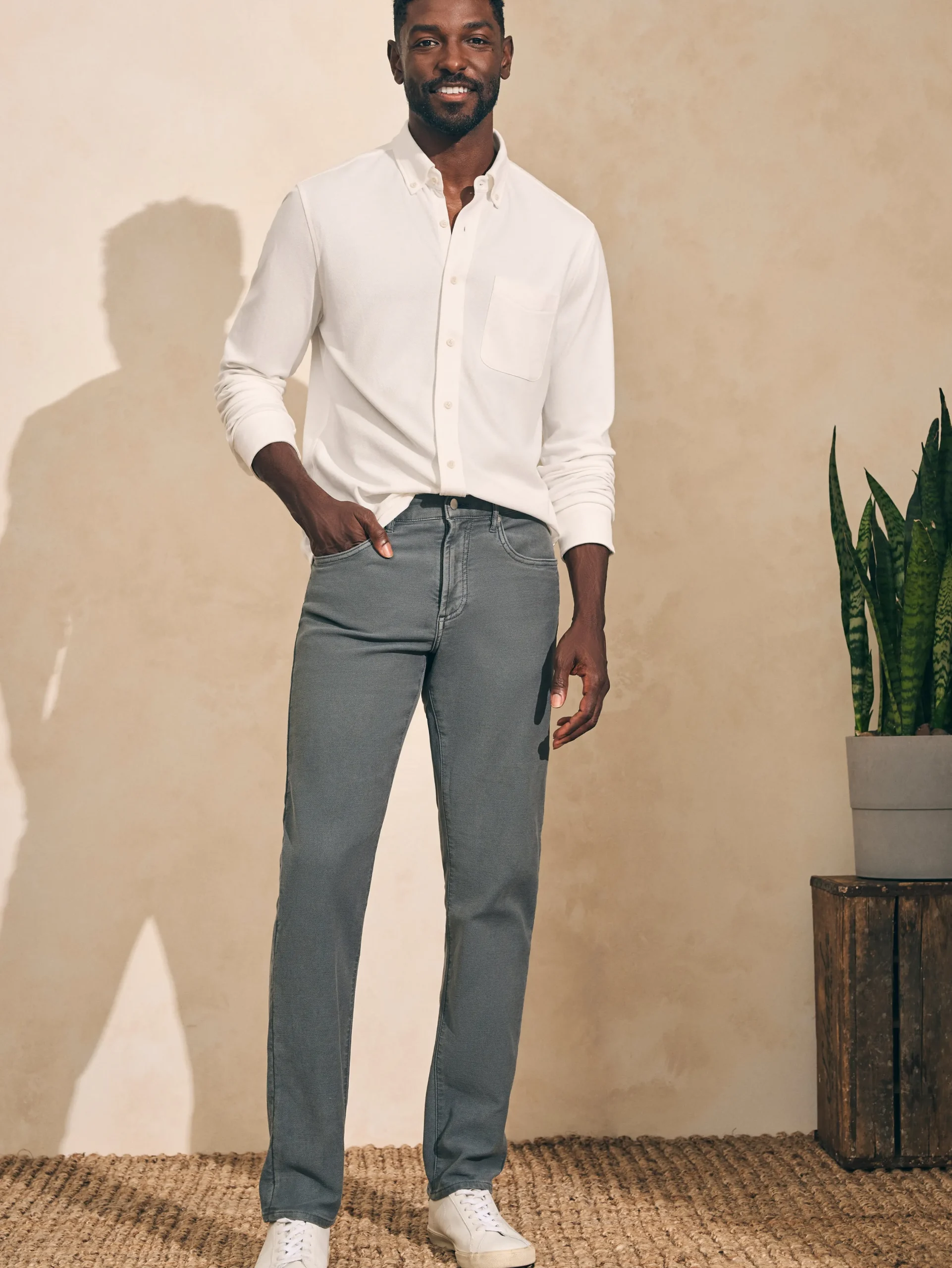 Pants^Faherty Brand Stretch Terry 5-Pocket Pant - Slate