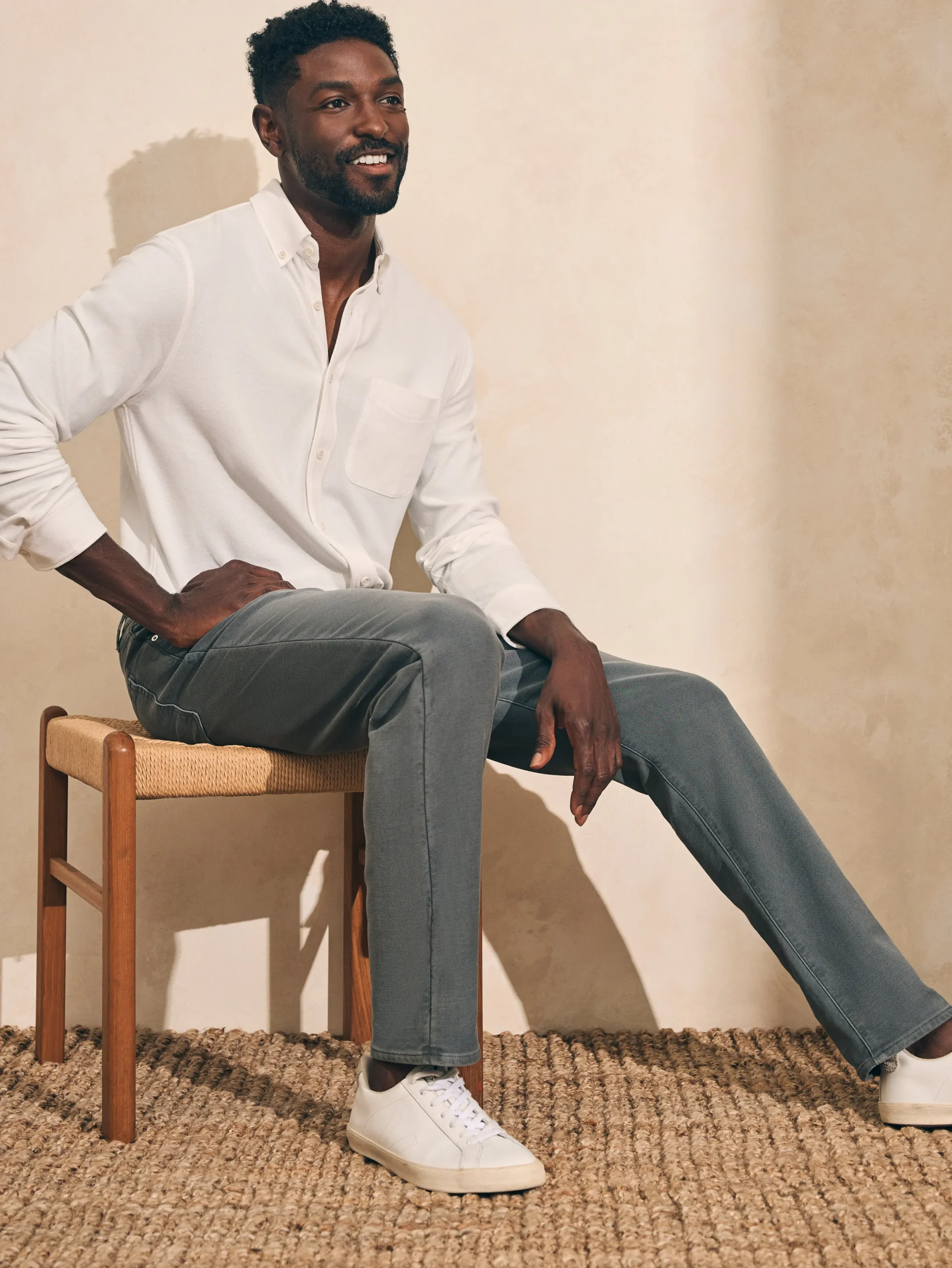 Pants^Faherty Brand Stretch Terry 5-Pocket Pant - Slate
