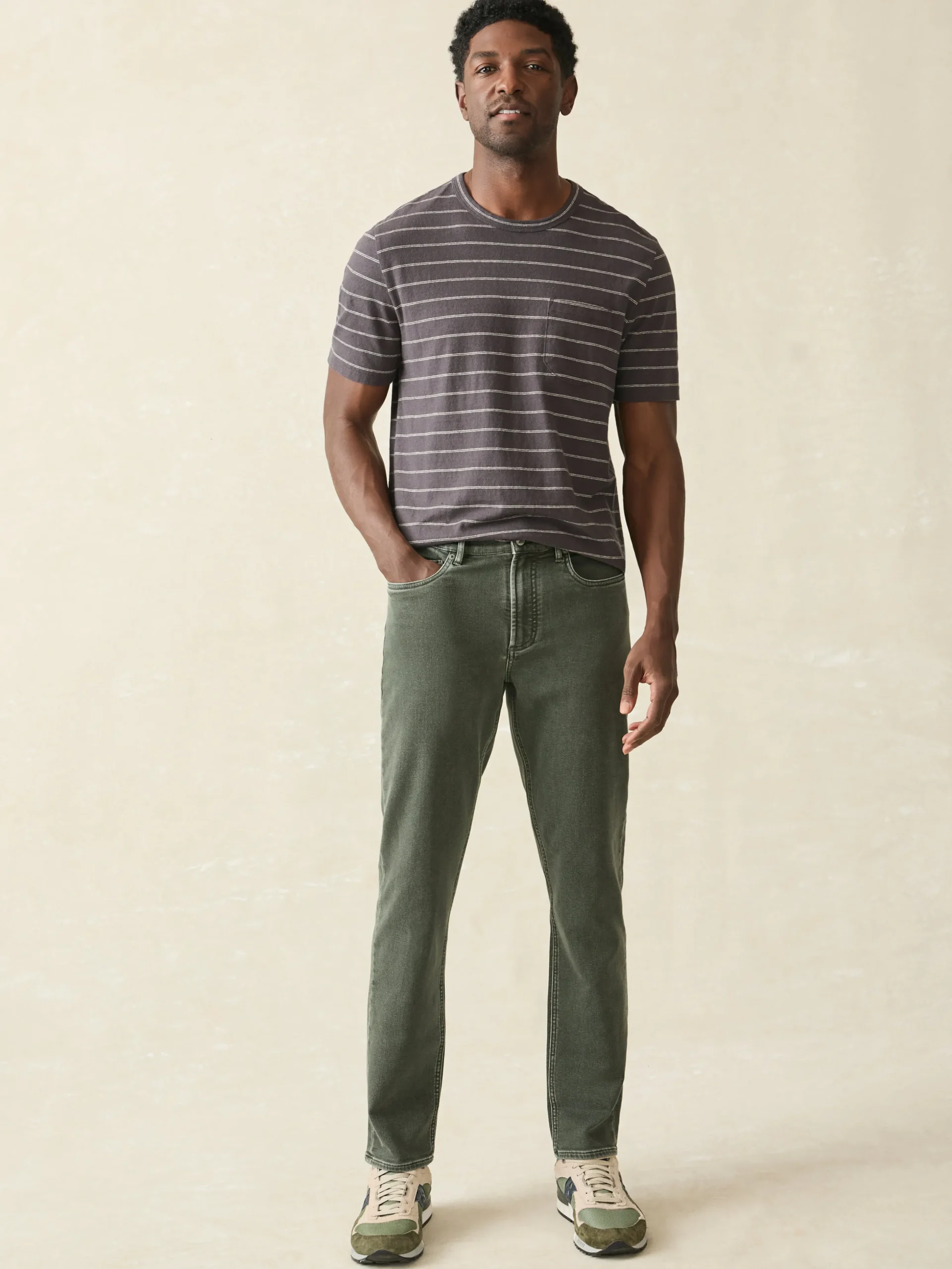 Pants^Faherty Brand Stretch Terry 5-Pocket Pant - Fall Olive