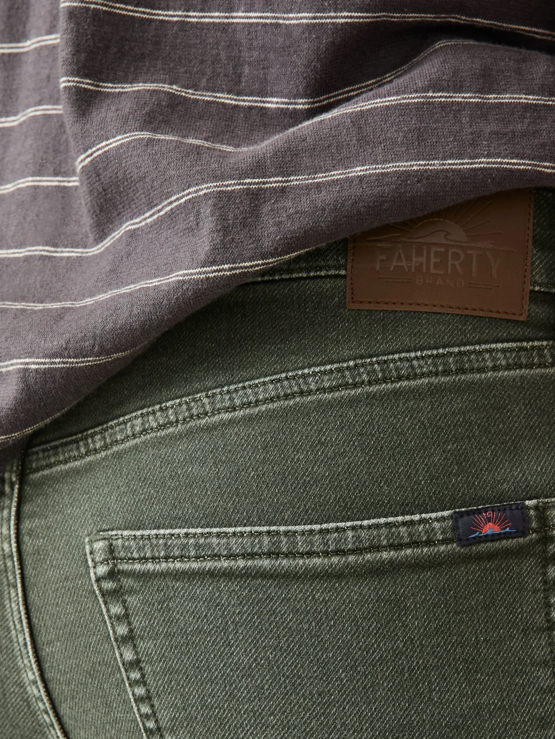 Pants^Faherty Brand Stretch Terry 5-Pocket Pant - Fall Olive