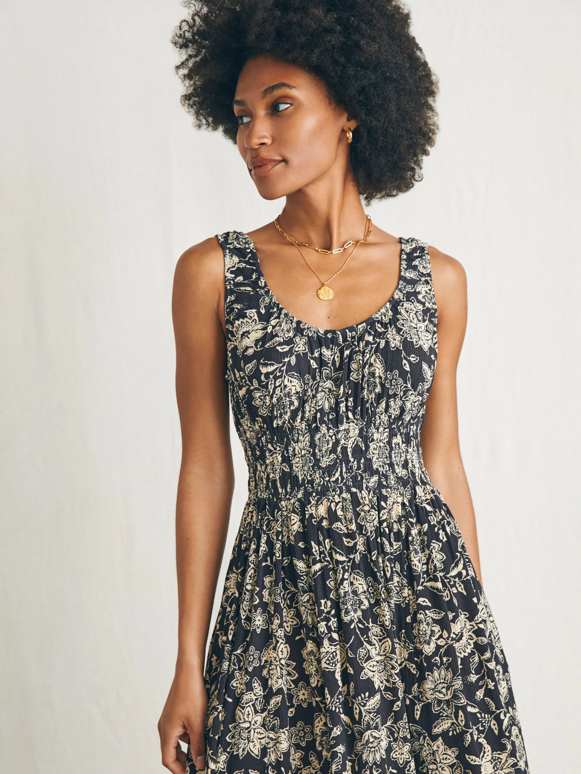 Dresses^Faherty Brand Sunseeker Midi Dress - Charcoal Chiyoda Floral
