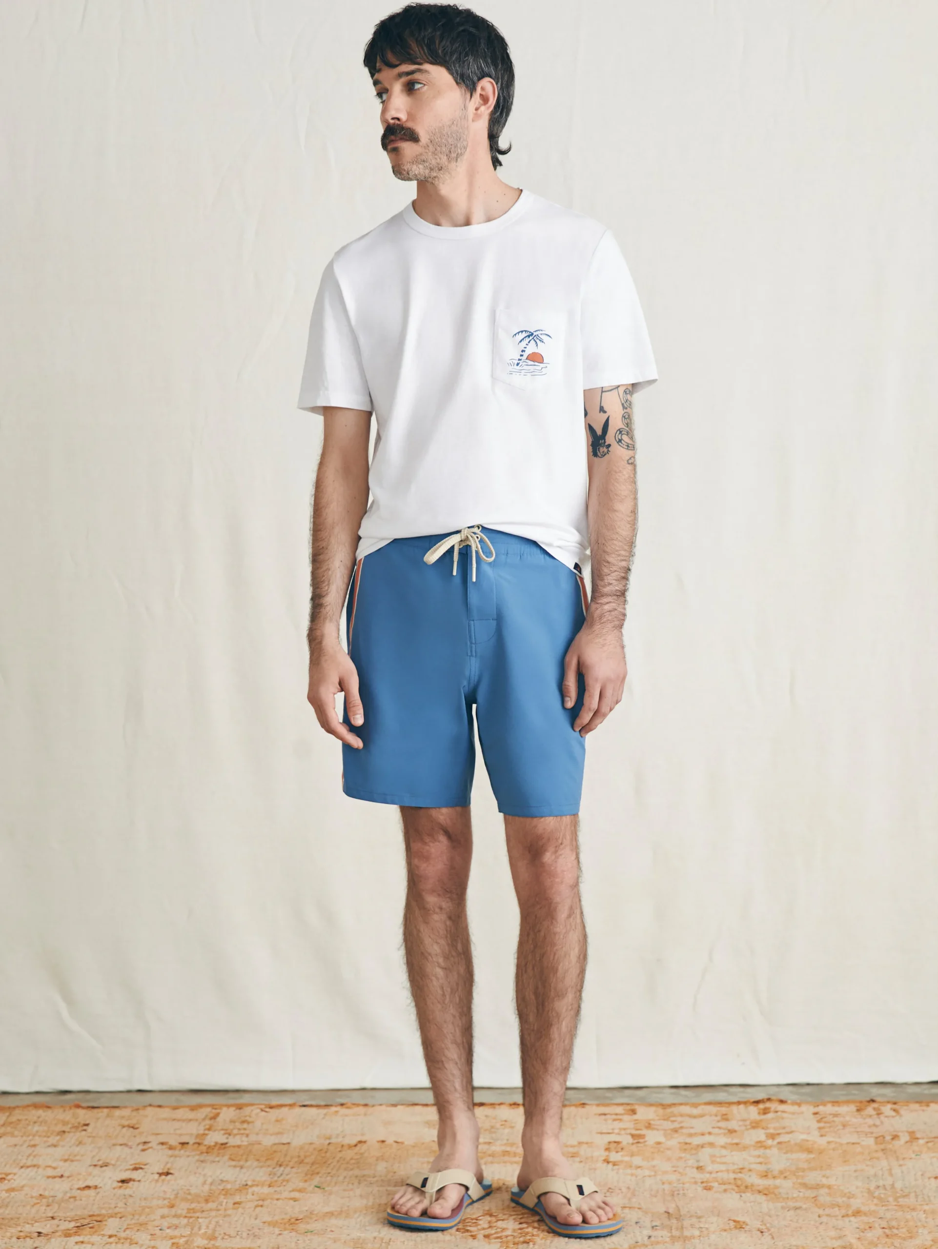 Swim^Faherty Brand Sunwashed Boardshort - Blue Horizon Stripe