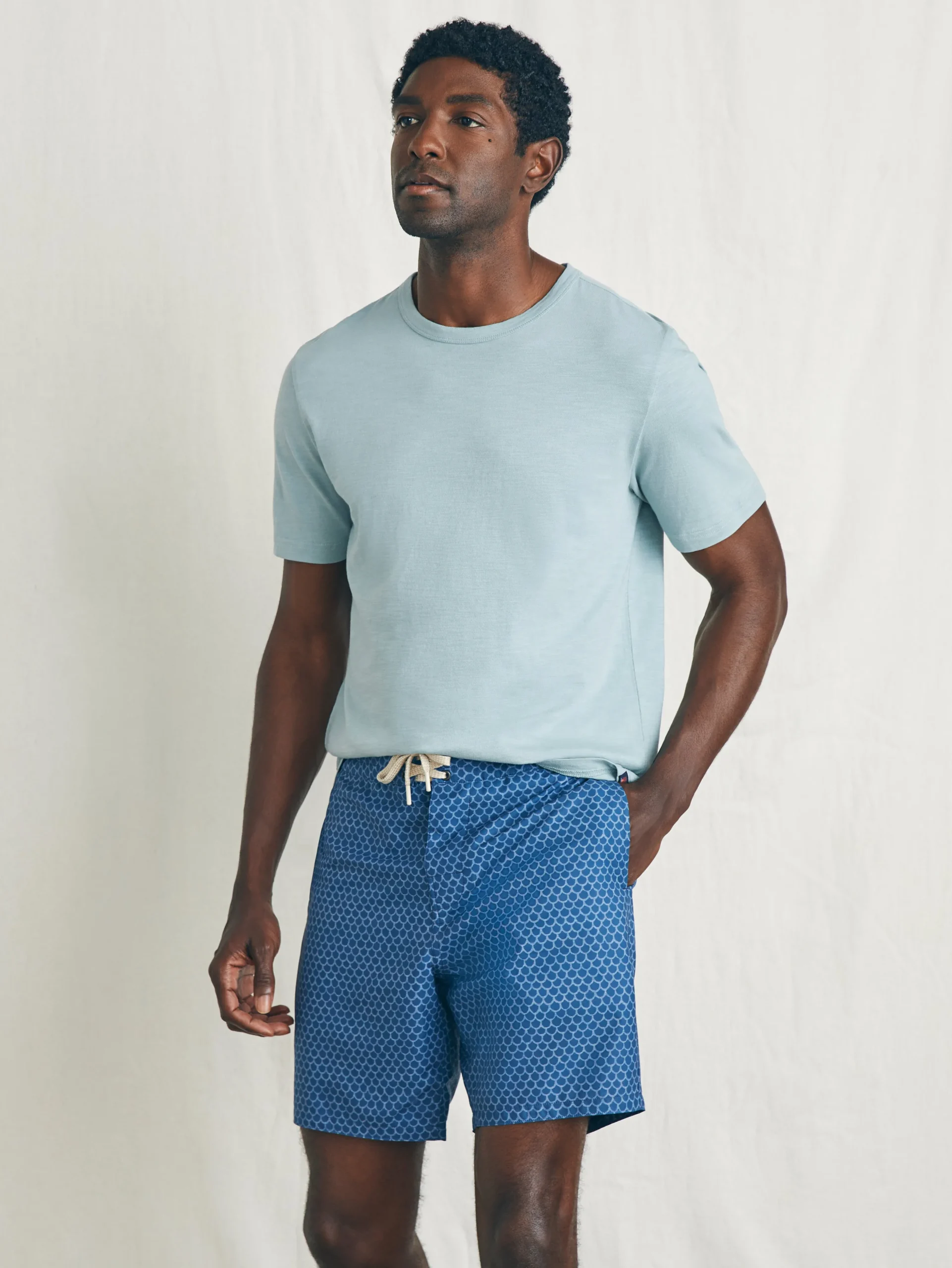 Swim^Faherty Brand Sunwashed Boardshort - Midnight Fishscale