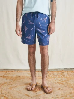 Swim^Faherty Brand Sunwashed Boardshort - Navy Pink Waterways