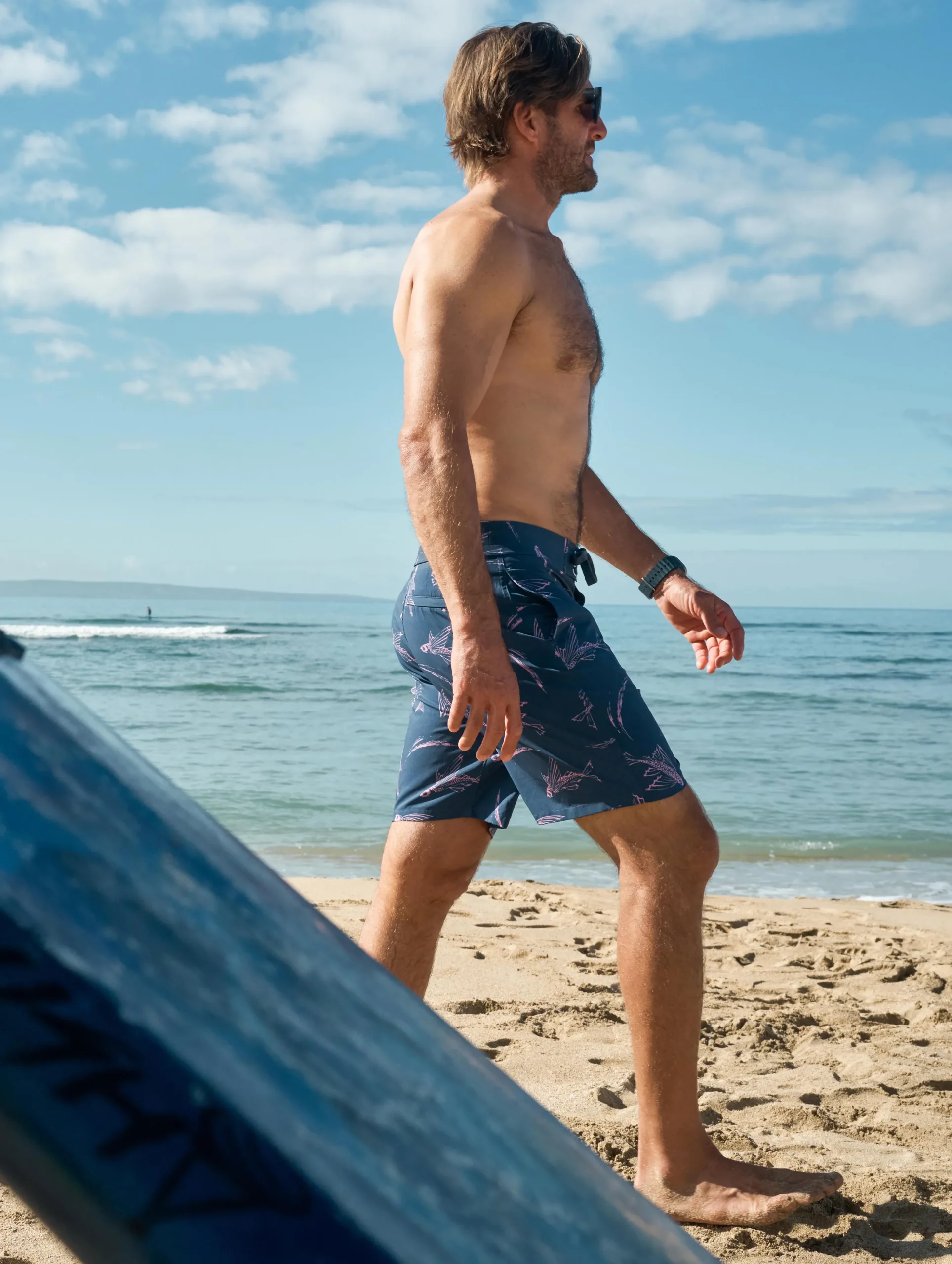 Swim^Faherty Brand Sunwashed Boardshort - Navy Pink Waterways