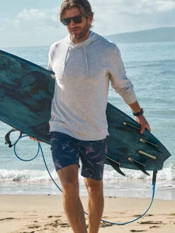 Swim^Faherty Brand Sunwashed Boardshort - Navy Pink Waterways