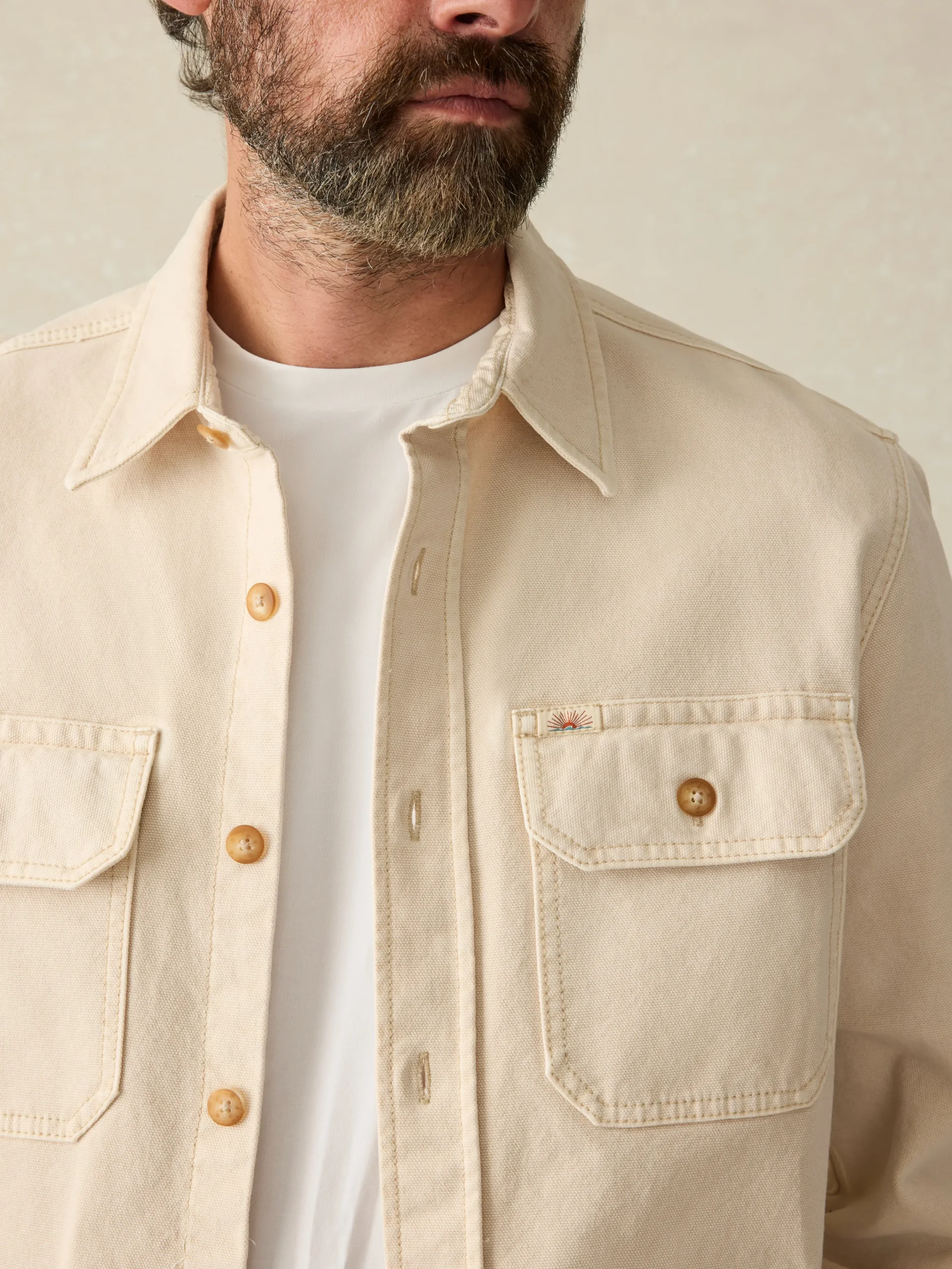 Jackets & Vests^Faherty Brand Sunwashed CPO - Sea Salt