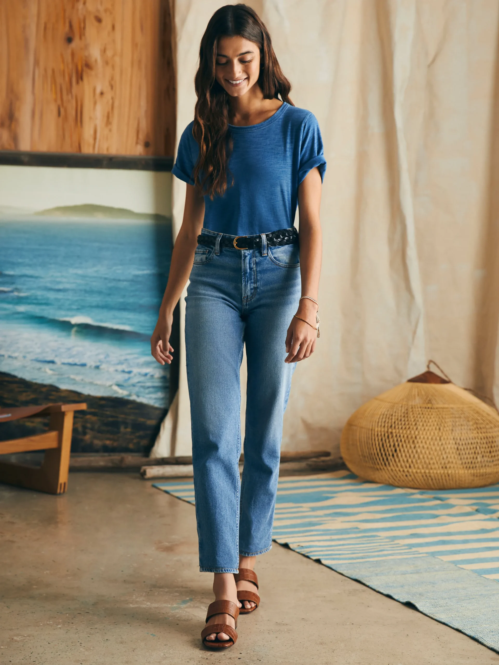 T-Shirts^Faherty Brand Sunwashed Crew Tee - Medium Indigo Wash