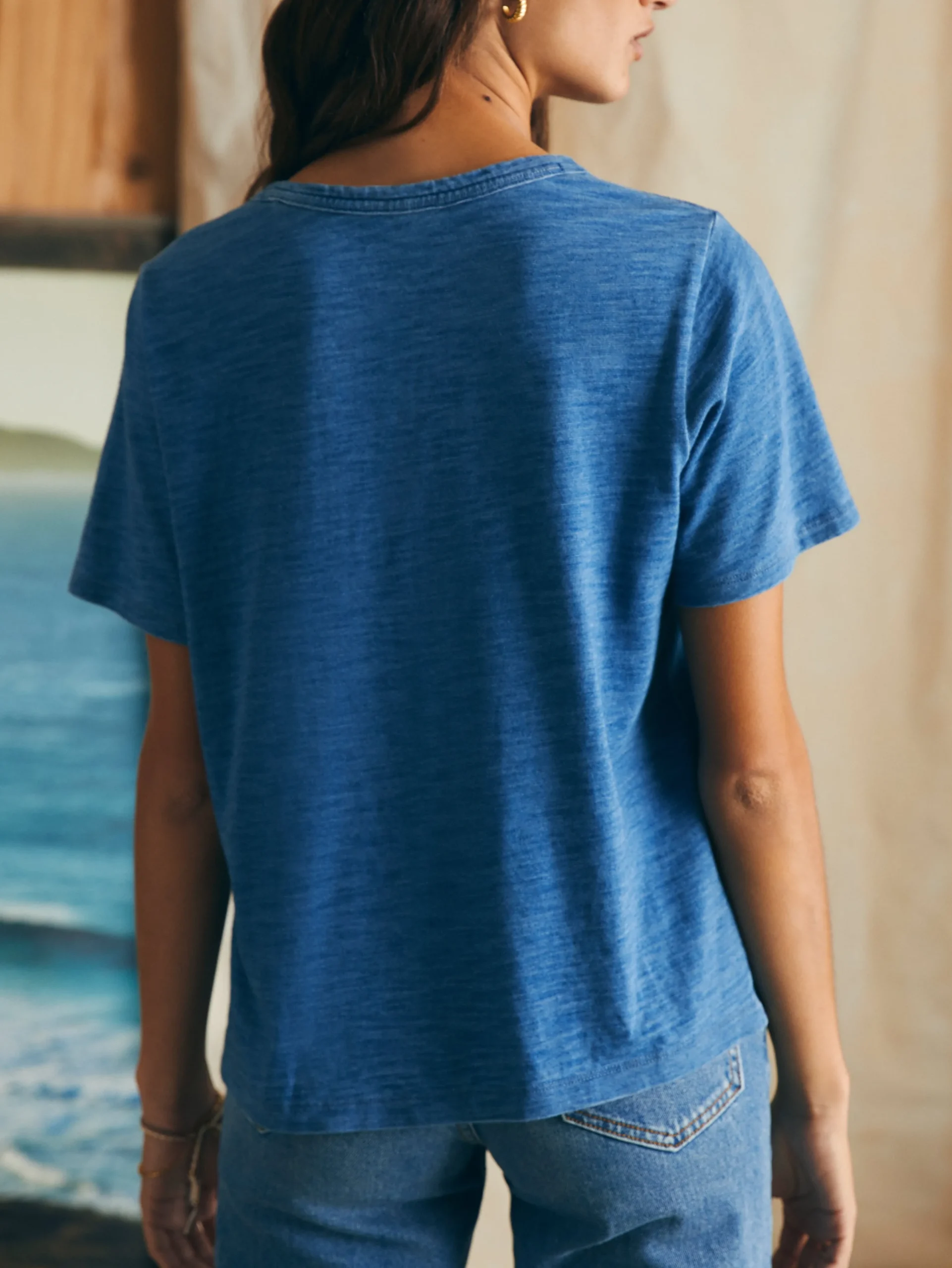 T-Shirts^Faherty Brand Sunwashed Crew Tee - Medium Indigo Wash
