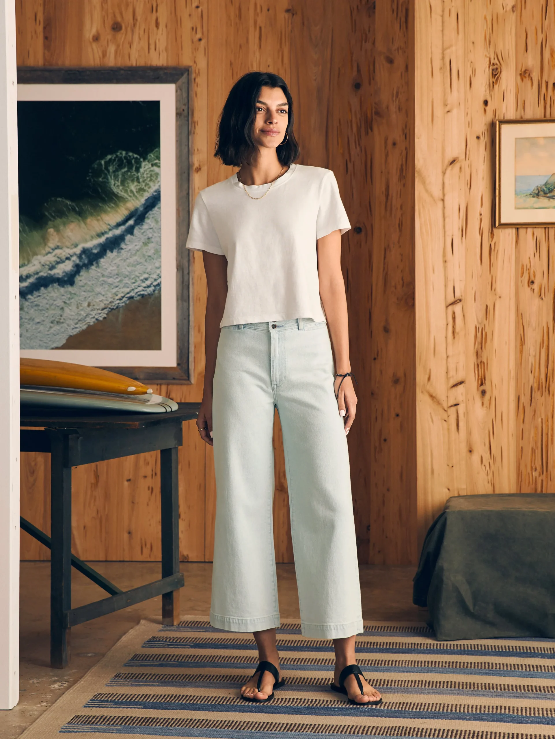 T-Shirts^Faherty Brand Sunwashed Cropped Crew Tee - White