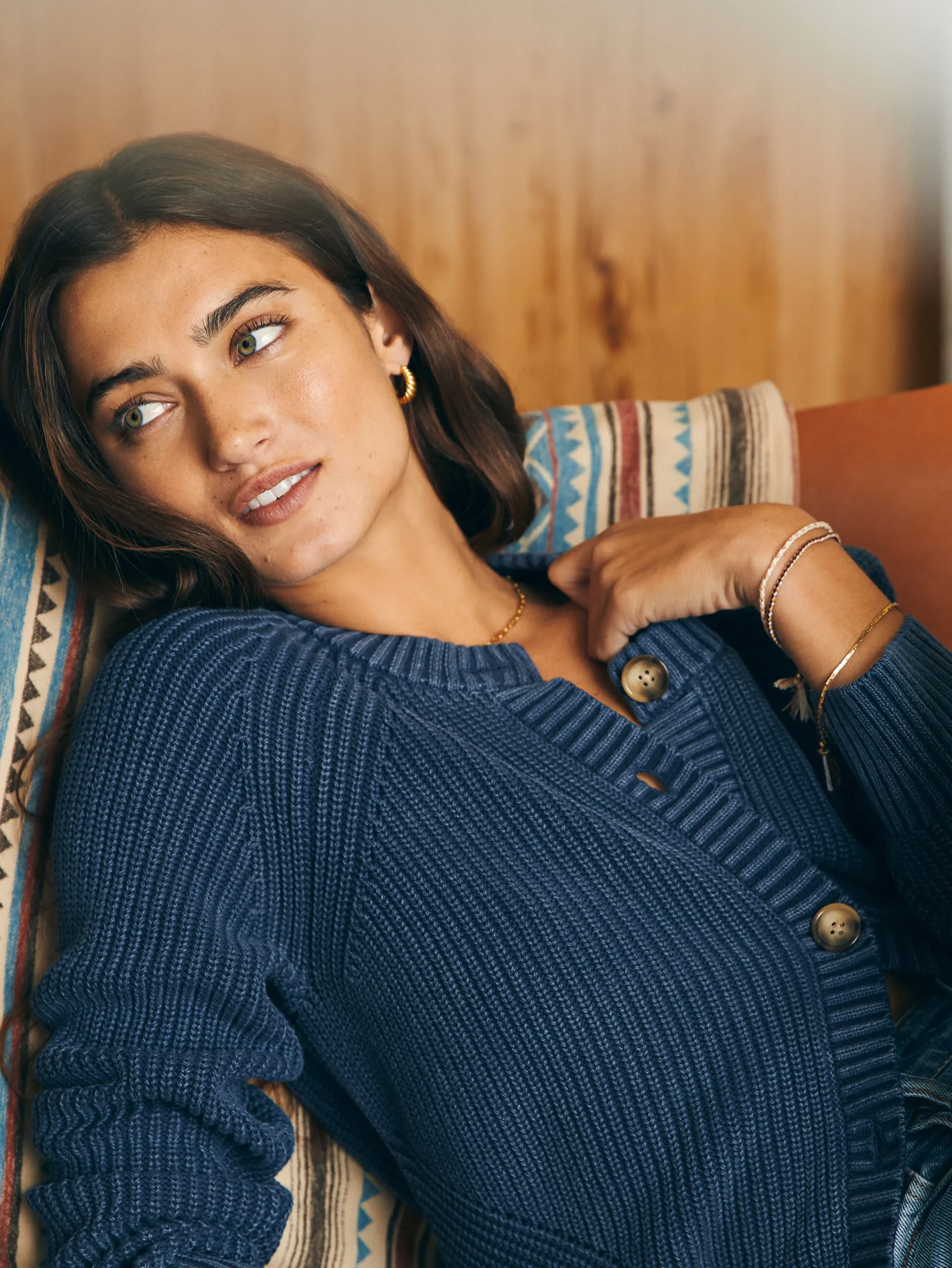 Sweaters^Faherty Brand Sunwashed Fisherman Cardigan - Mood Indigo