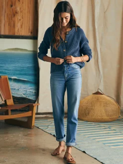 Sweaters^Faherty Brand Sunwashed Fisherman Cardigan - Mood Indigo