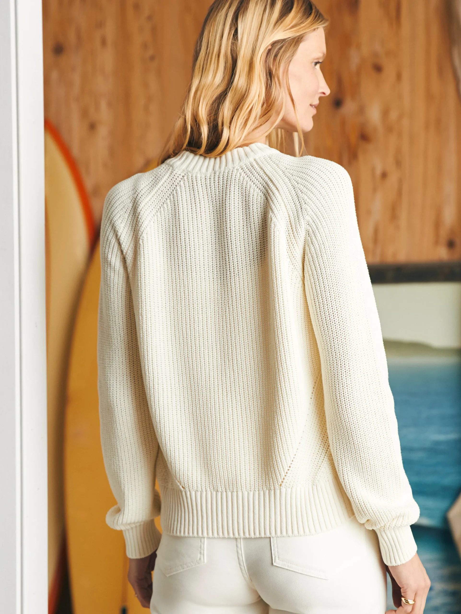 Sweaters^Faherty Brand Sunwashed Fisherman Crew Sweater - Egret