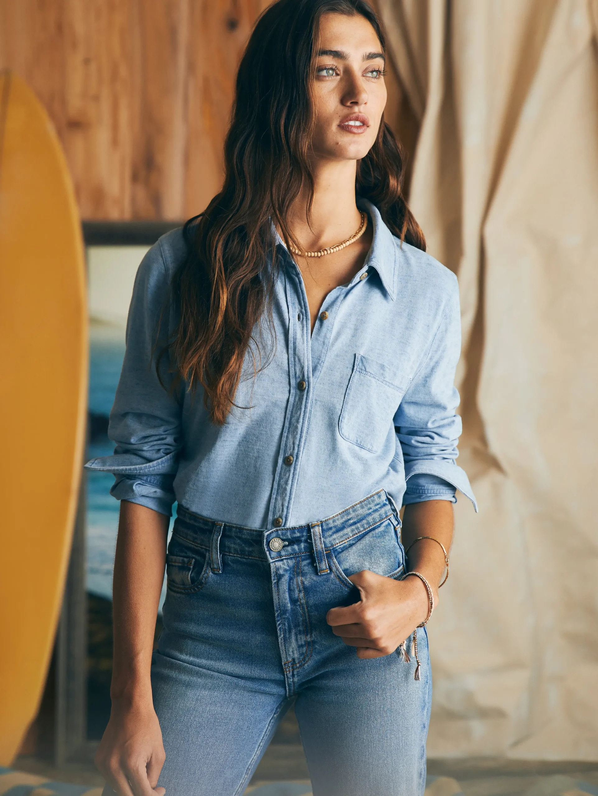 Shirts & Tops^Faherty Brand Sunwashed Knit Shirt - Light Indigo Wash