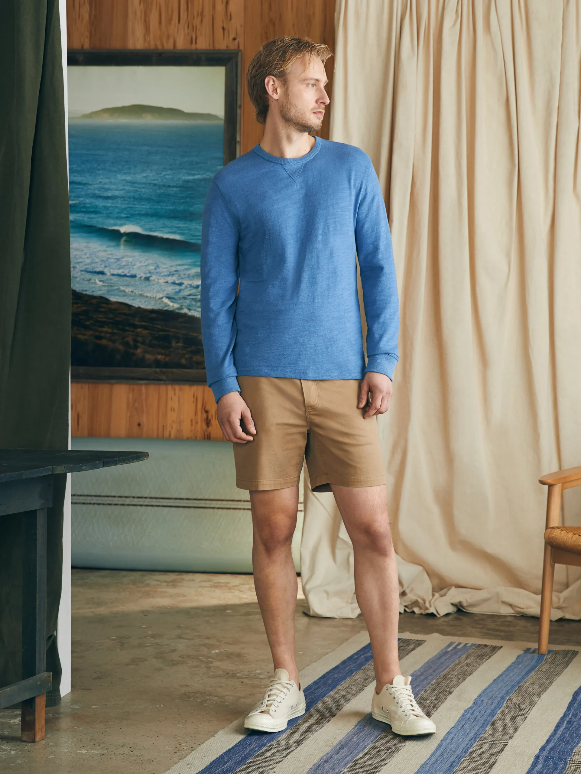 T-Shirts & Henleys|Lounge^Faherty Brand Sunwashed Slub Crew - Blue Horizon