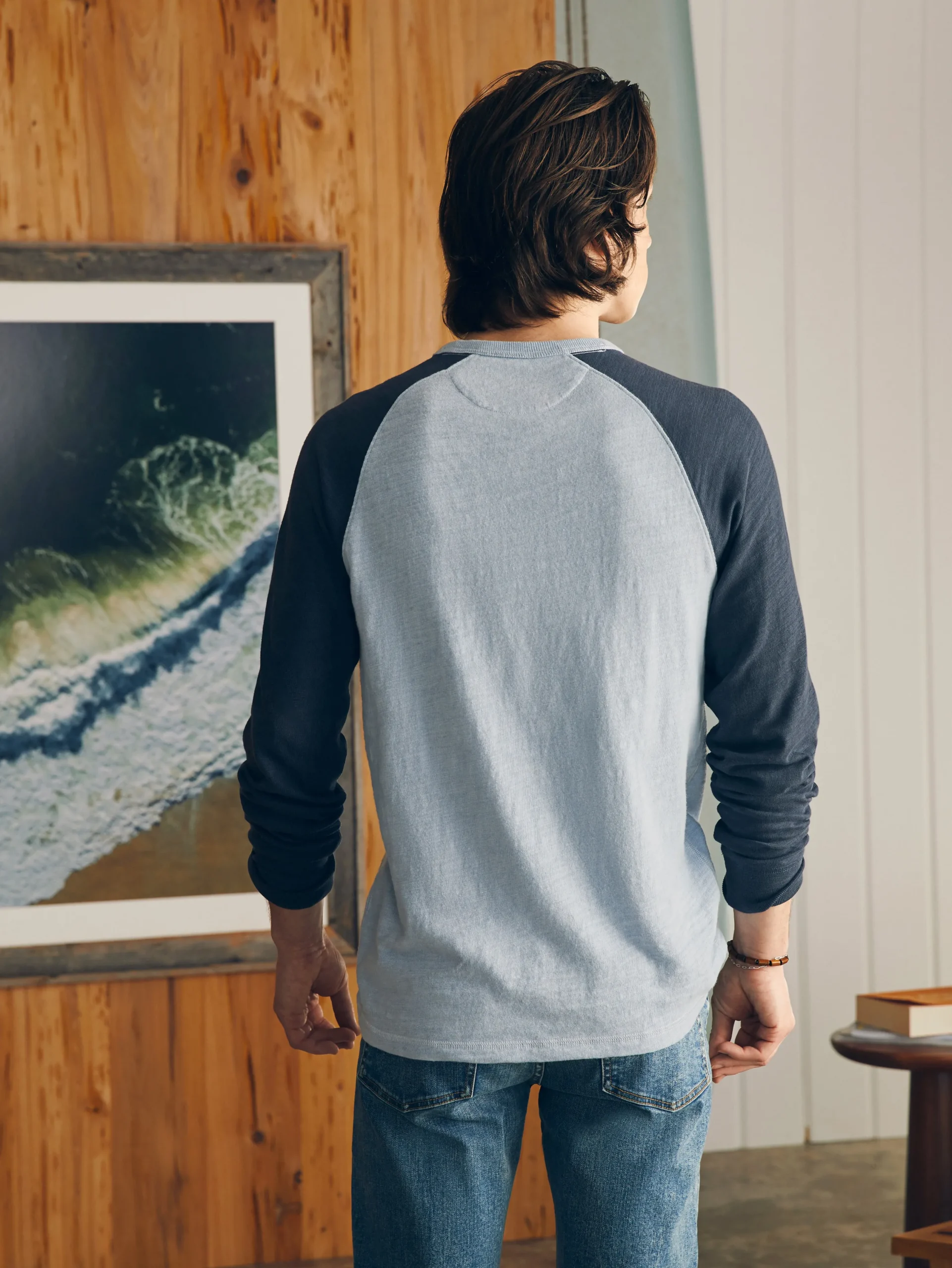 T-Shirts & Henleys^Faherty Brand Sunwashed Slub Crew - Blue Slate Heather Blue Nights