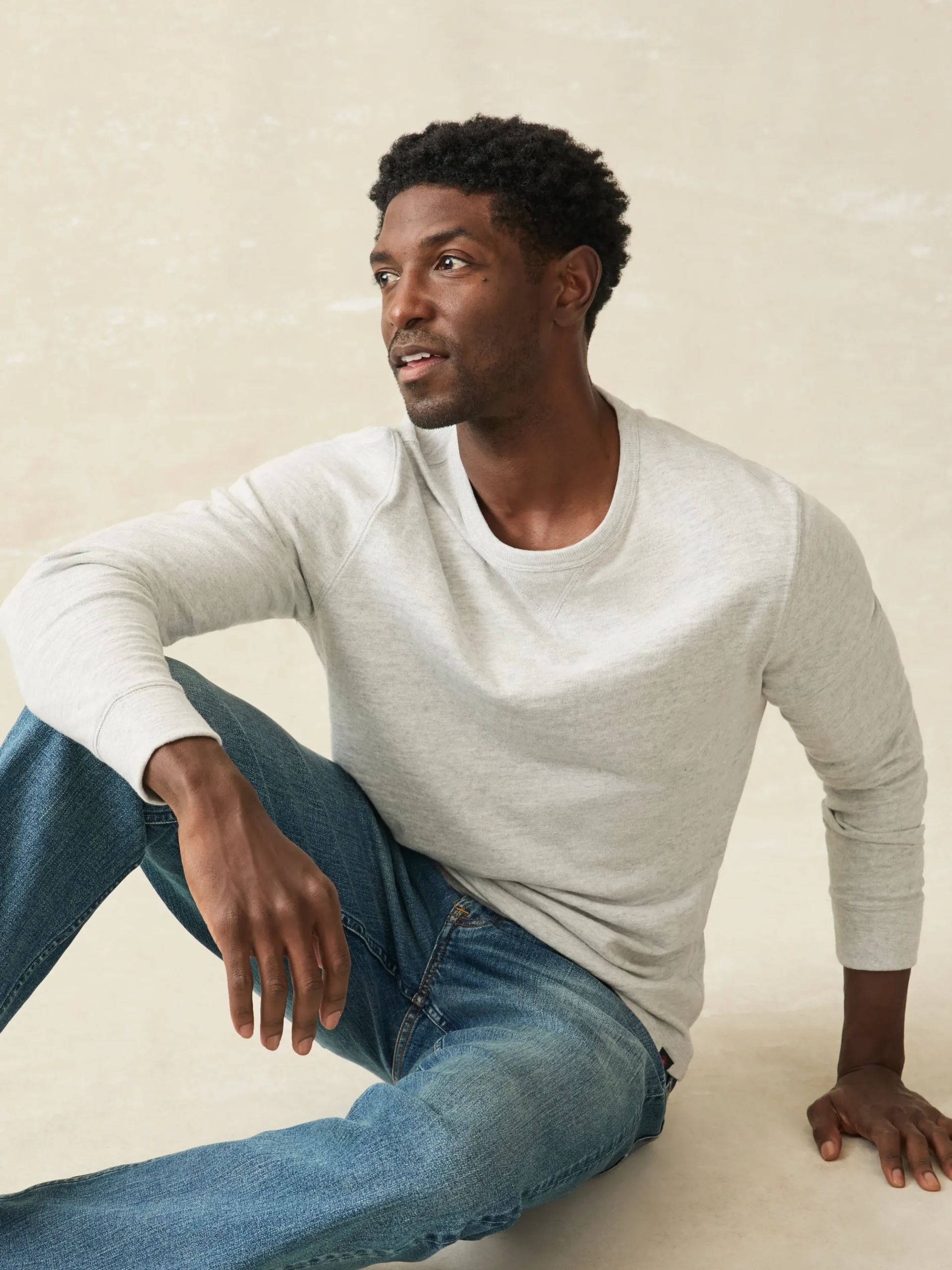Hoodies & Sweatshirts|Lounge^Faherty Brand Sunwashed Slub Crew - Light Grey Heather