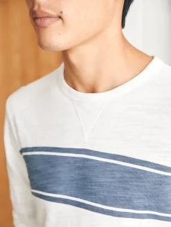 T-Shirts & Henleys|Lounge^Faherty Brand Sunwashed Slub Crew - White Surf Stripe