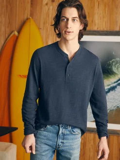 T-Shirts & Henleys^Faherty Brand Sunwashed Slub Henley - Blue Nights