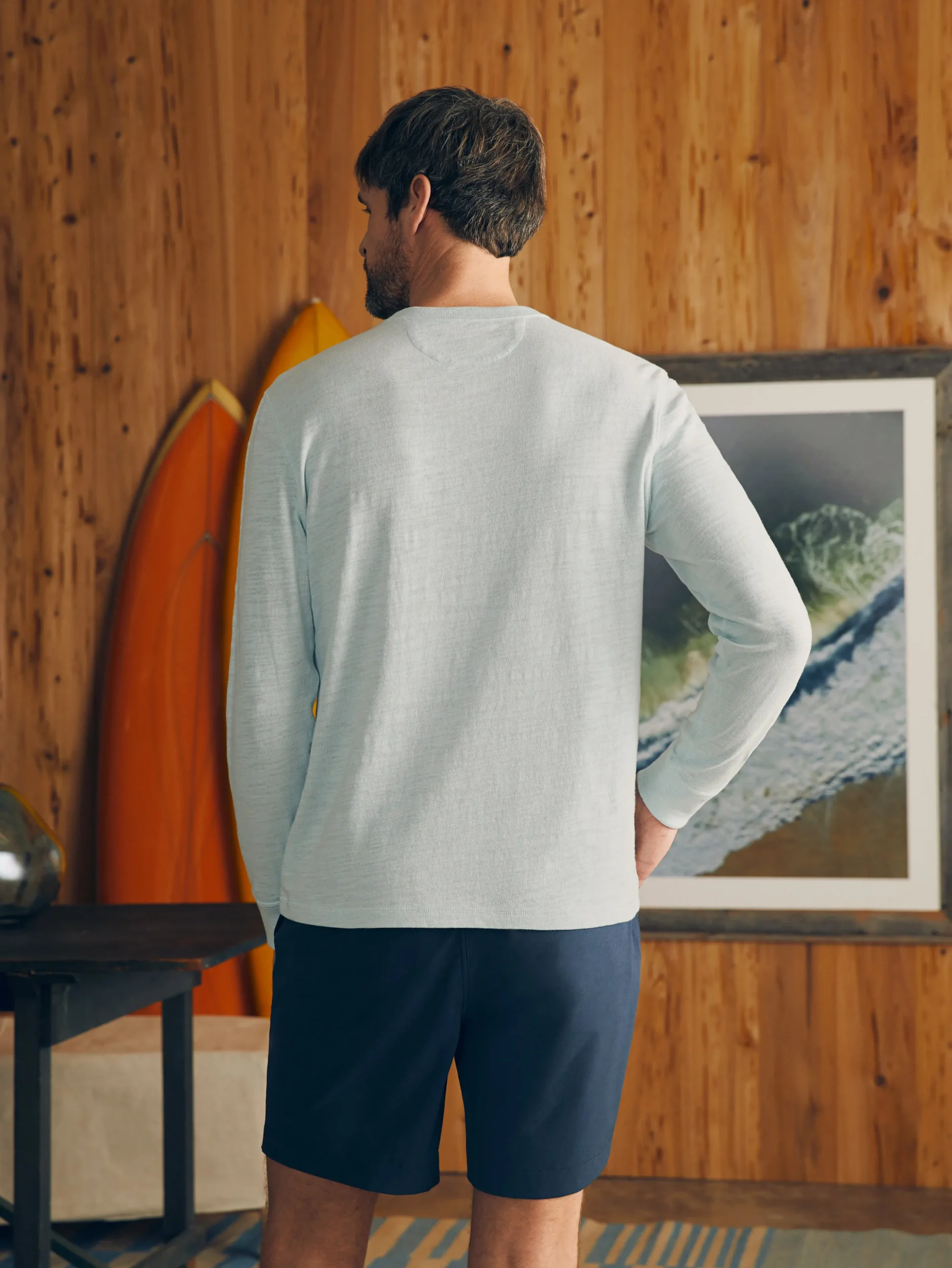 T-Shirts & Henleys^Faherty Brand Sunwashed Slub Henley - Sky