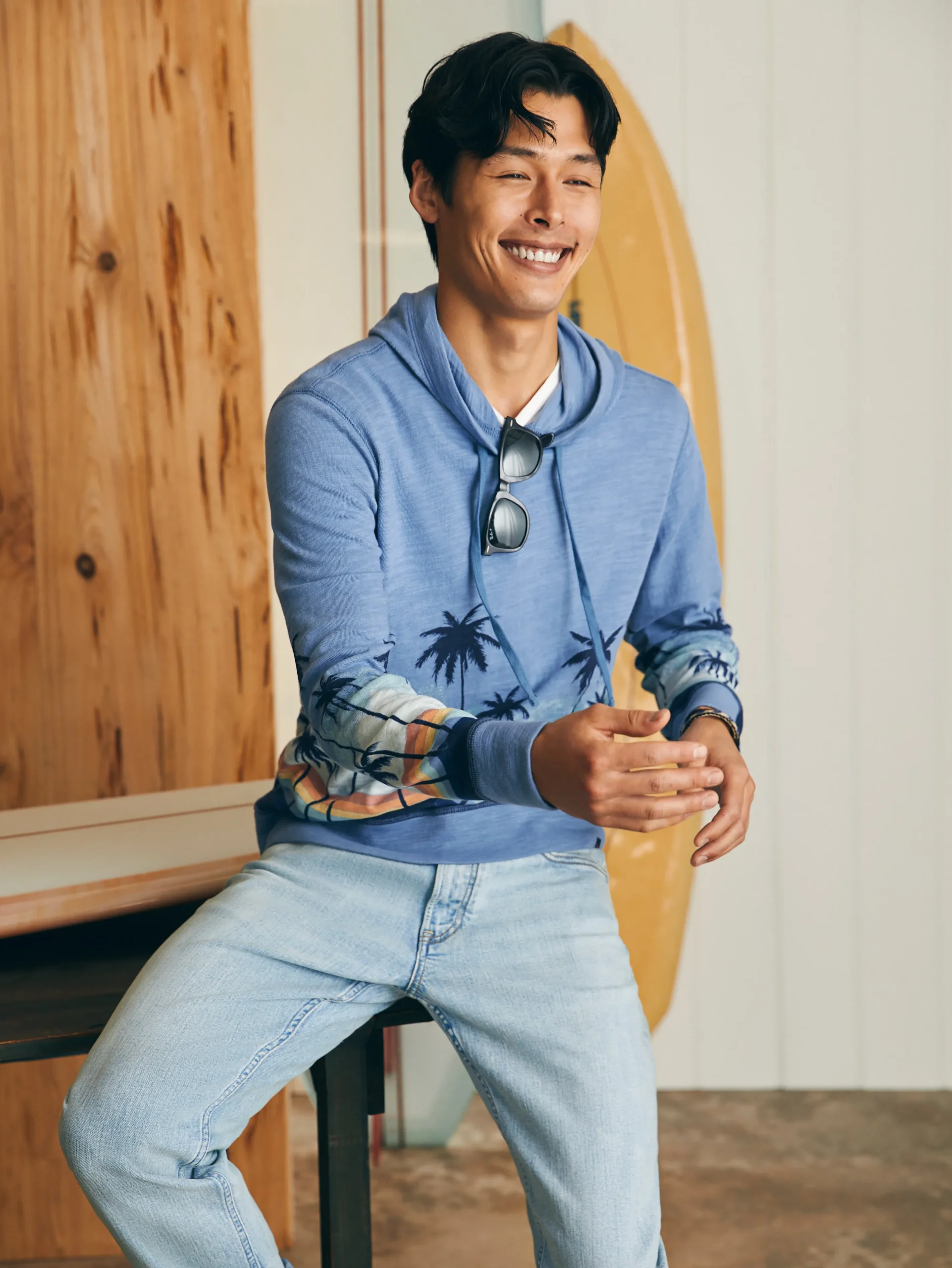 Hoodies & Sweatshirts^Faherty Brand Sunwashed Slub Hoodie - Palm Rainbow Ombre