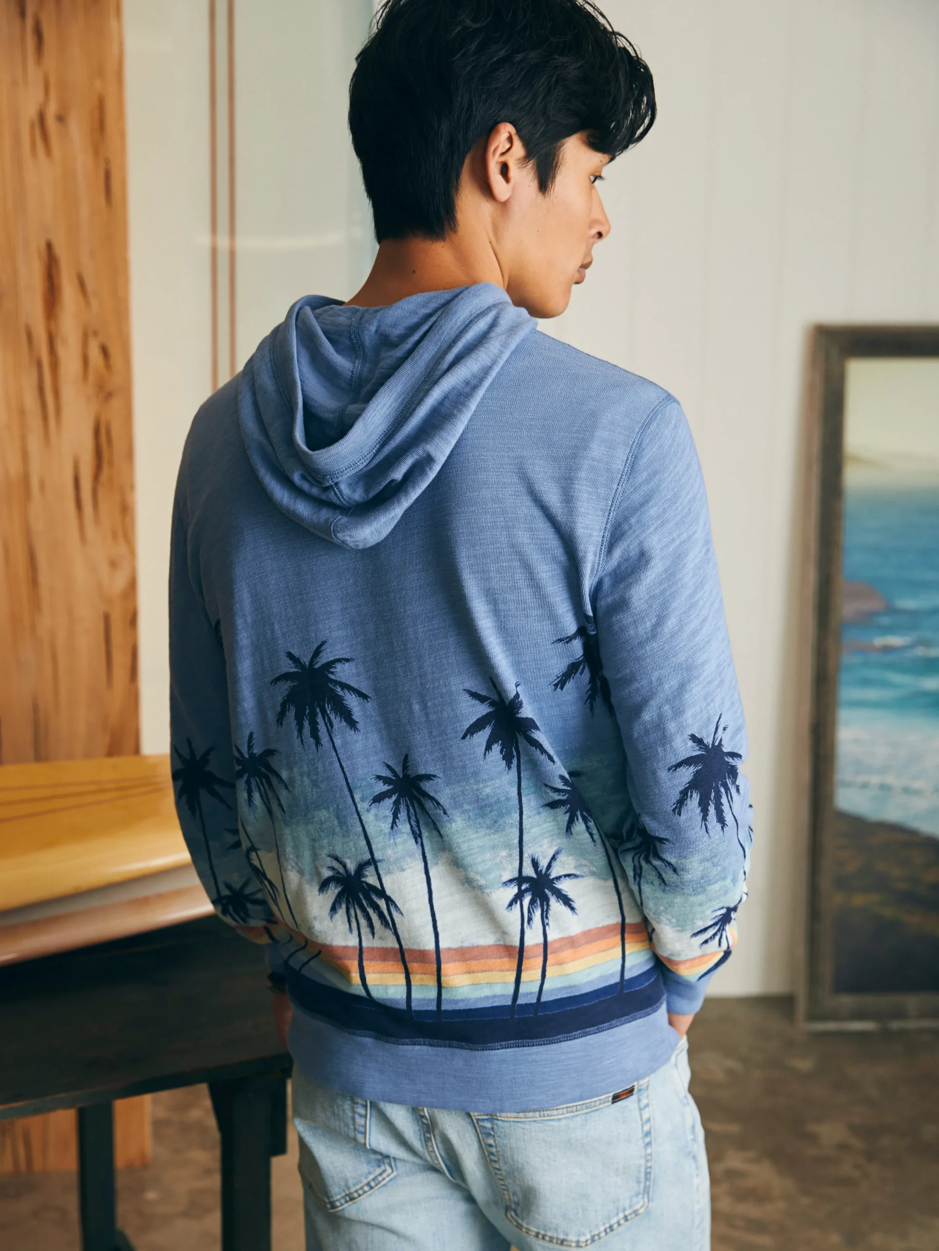 Hoodies & Sweatshirts^Faherty Brand Sunwashed Slub Hoodie - Palm Rainbow Ombre
