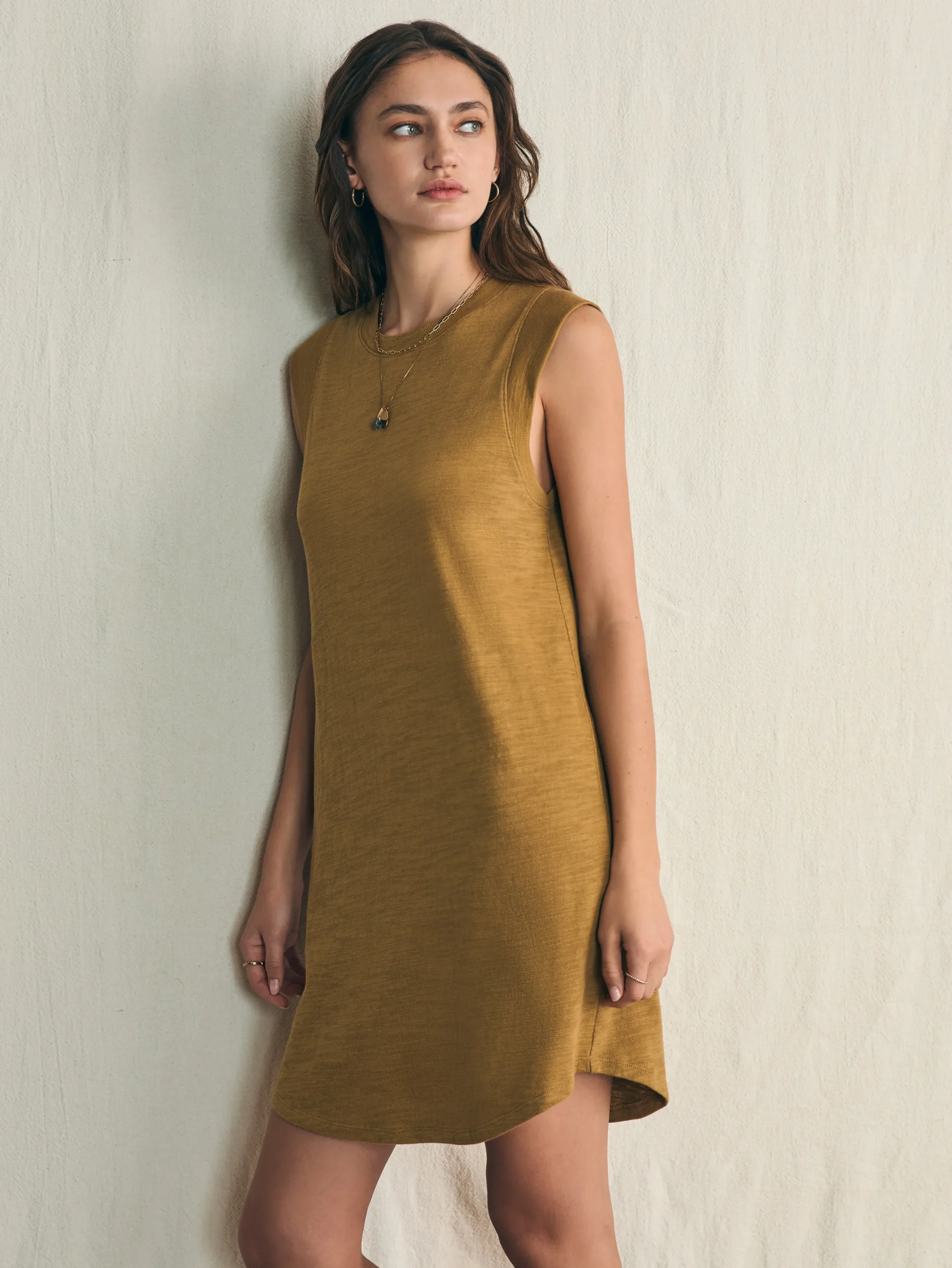 Dresses^Faherty Brand Sunwashed Slub Muscle Dress - Antique Bronze