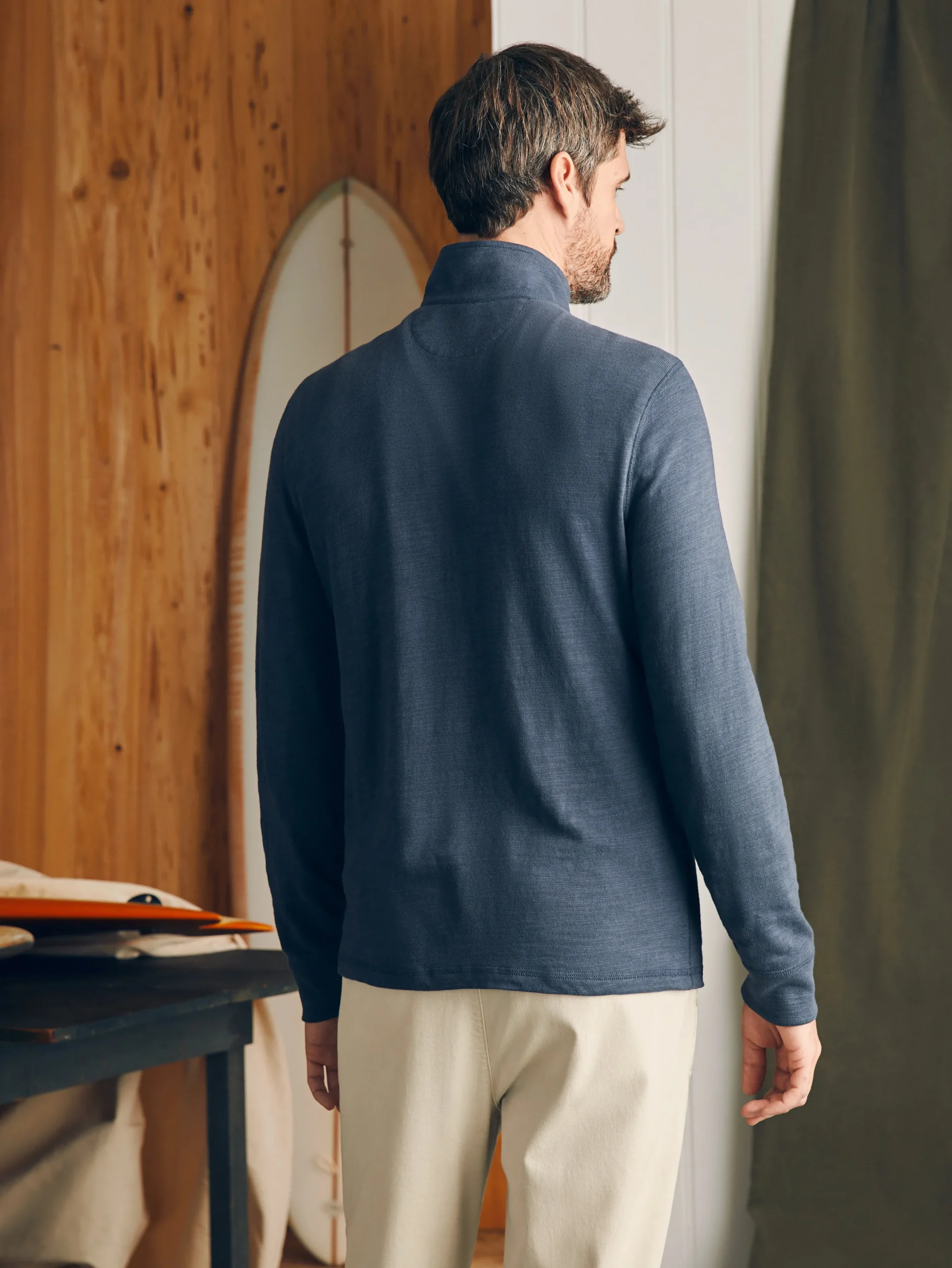 Hoodies & Sweatshirts|Lounge^Faherty Brand Sunwashed Slub Quarter Zip (Tall) - Blue Nights