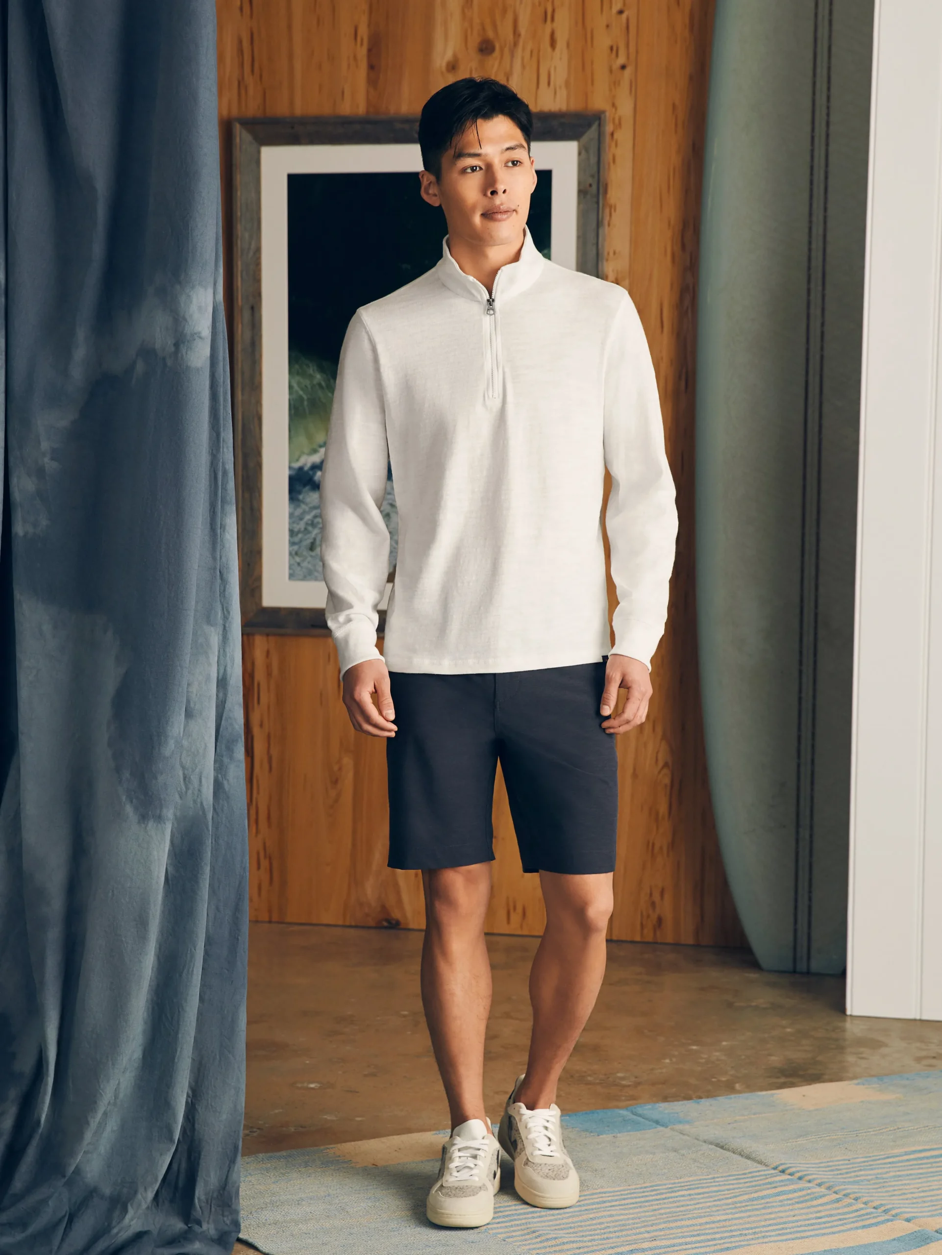 Hoodies & Sweatshirts|Lounge^Faherty Brand Sunwashed Slub Quarter Zip (Tall) - White