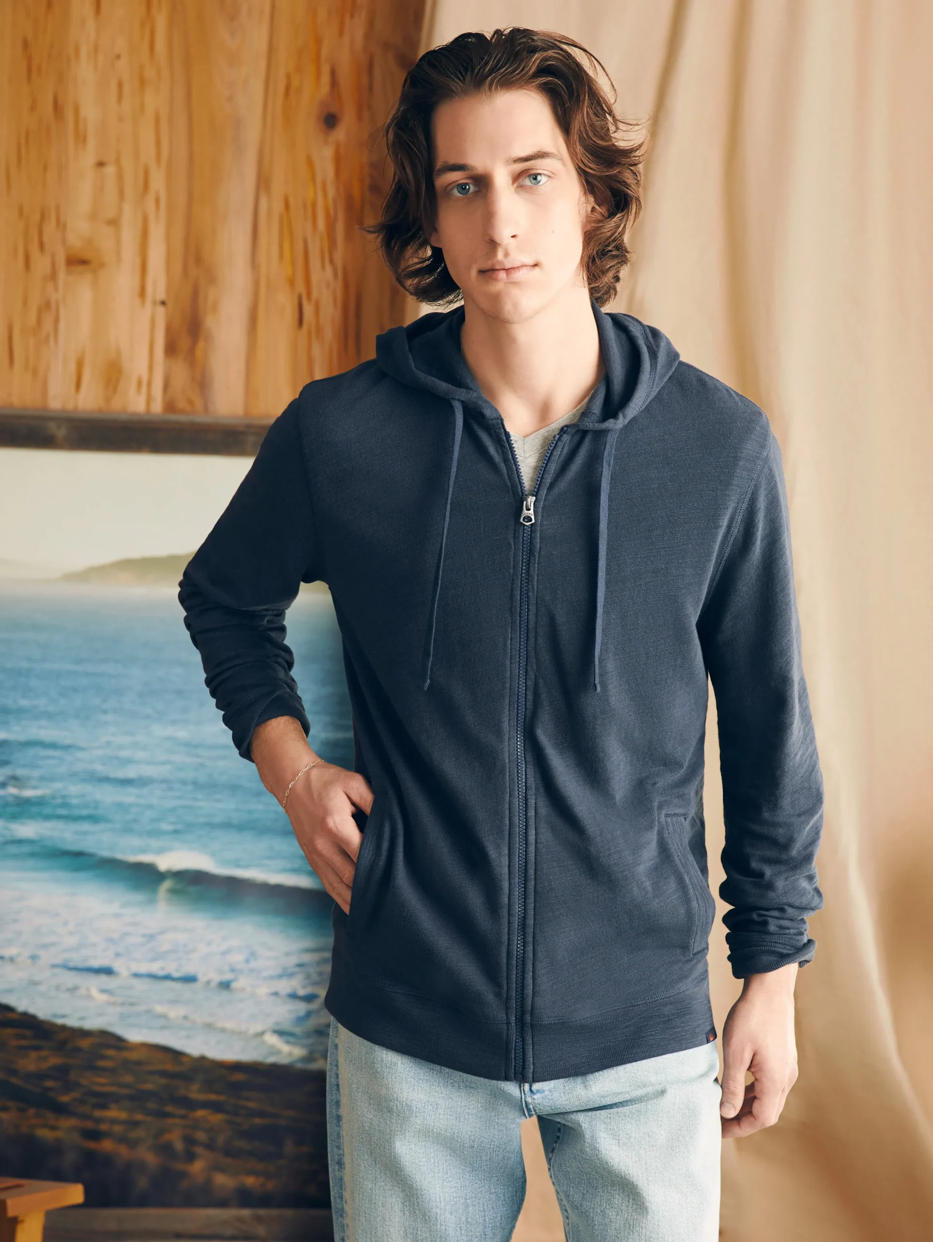 Hoodies & Sweatshirts^Faherty Brand Sunwashed Slub Zip Hoodie - Blue Nights