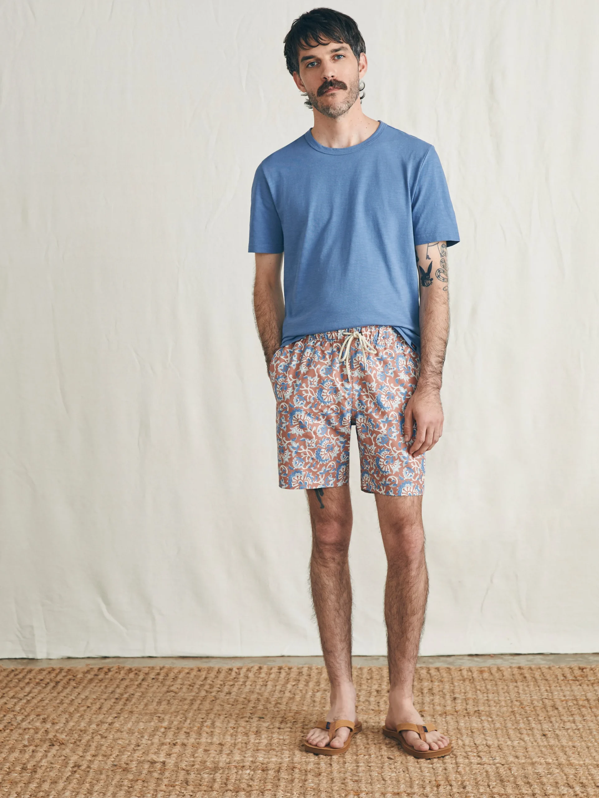 Swim^Faherty Brand Sunwashed Trunk - Clay Oceanside Floral