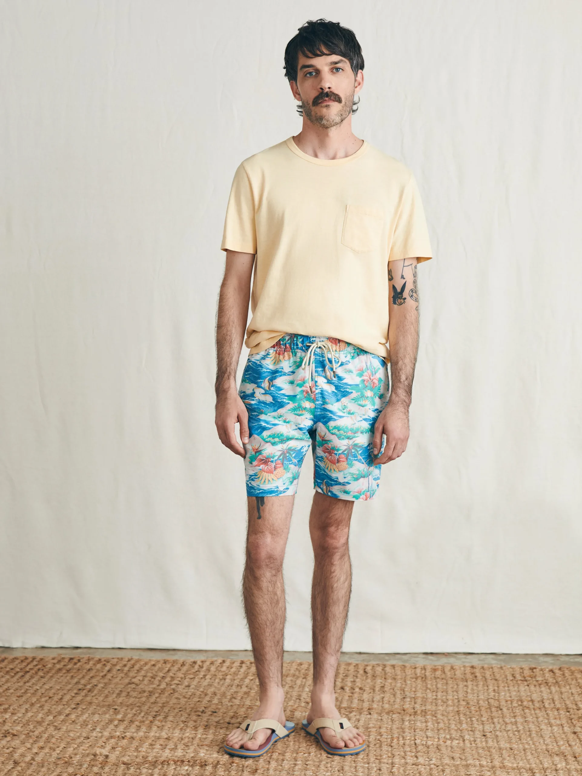 Swim^Faherty Brand Sunwashed Trunk - Marine Tropics