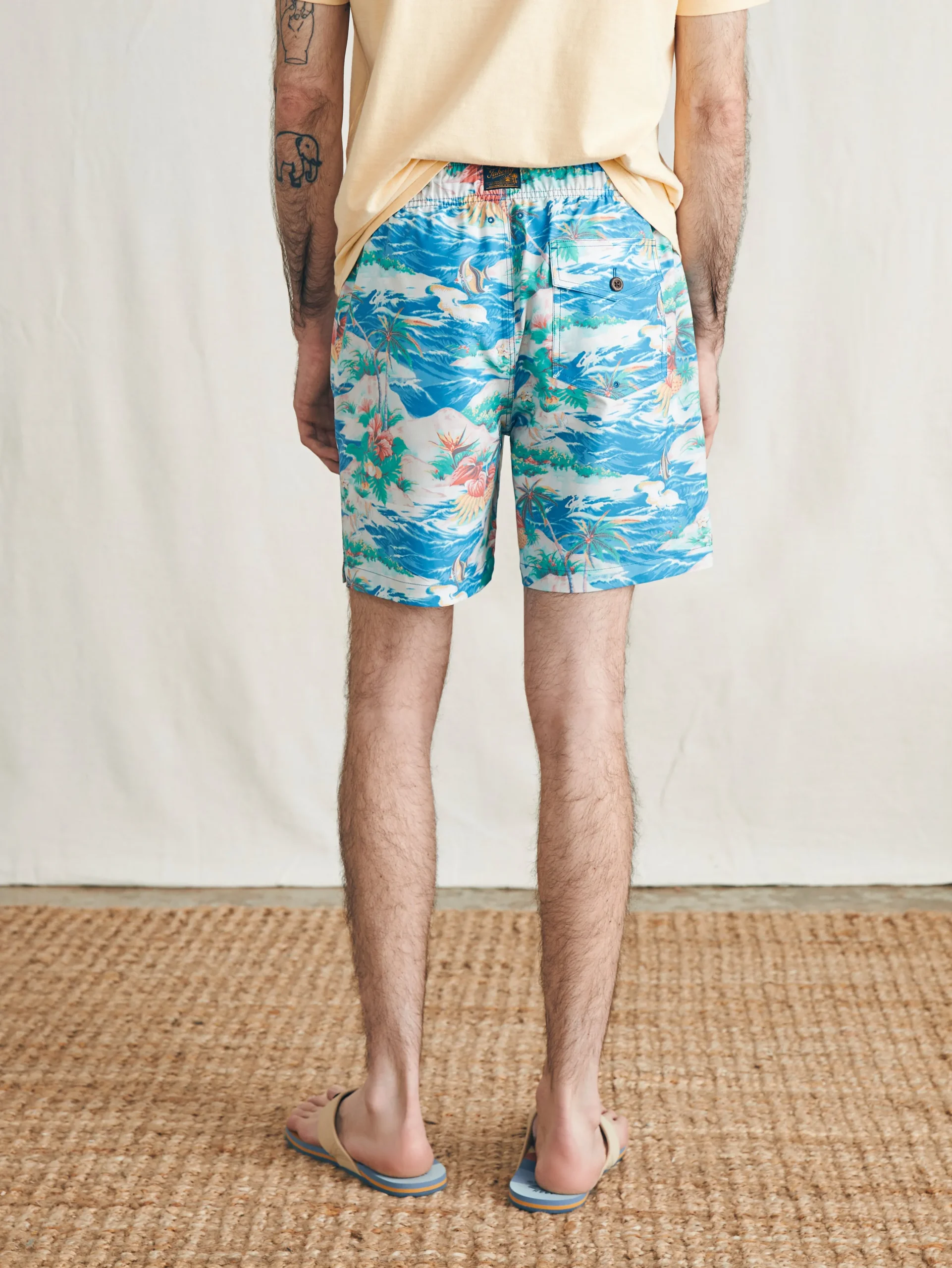 Swim^Faherty Brand Sunwashed Trunk - Marine Tropics