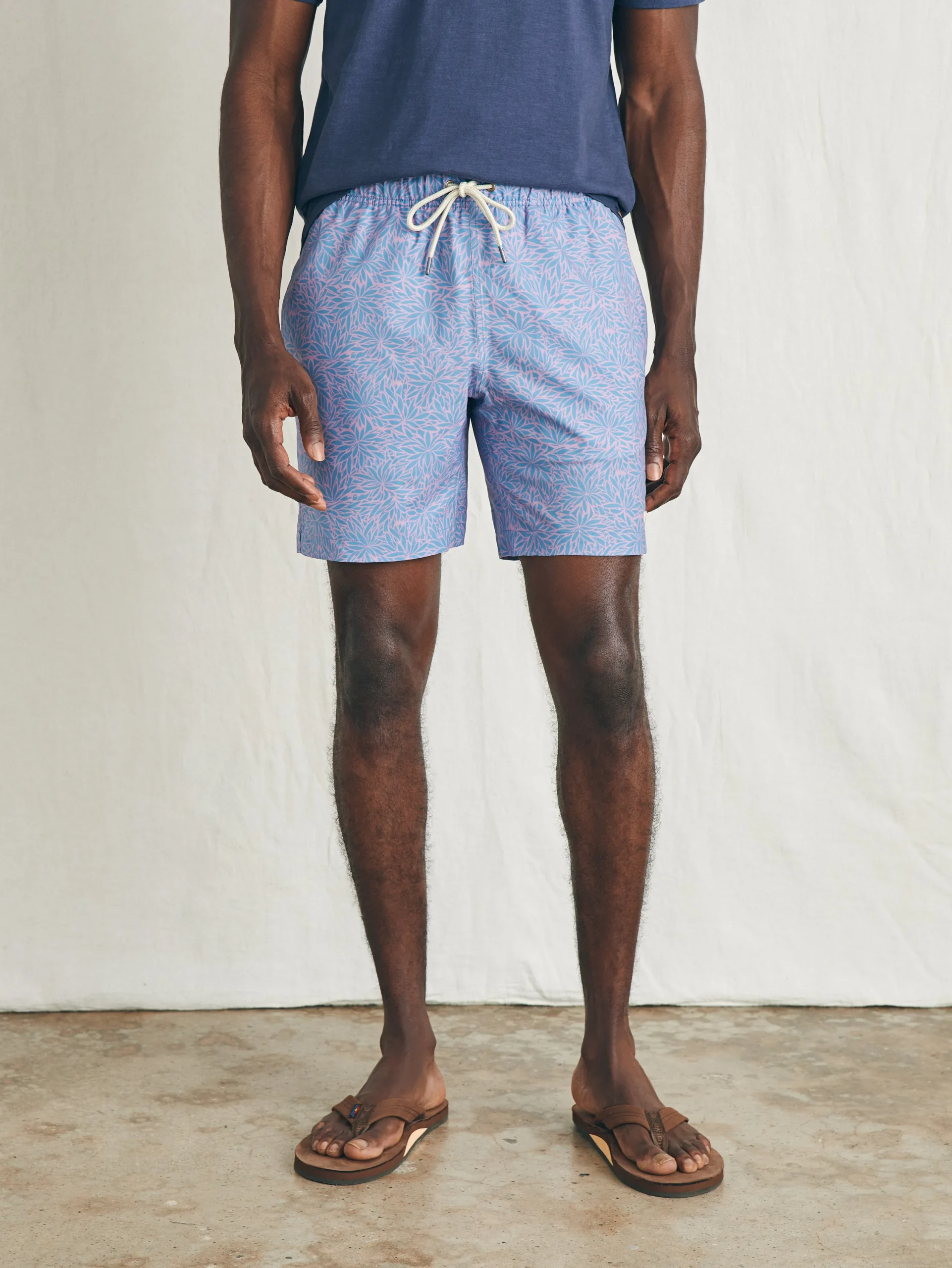Swim^Faherty Brand Sunwashed Trunk - Night Orchid Frond