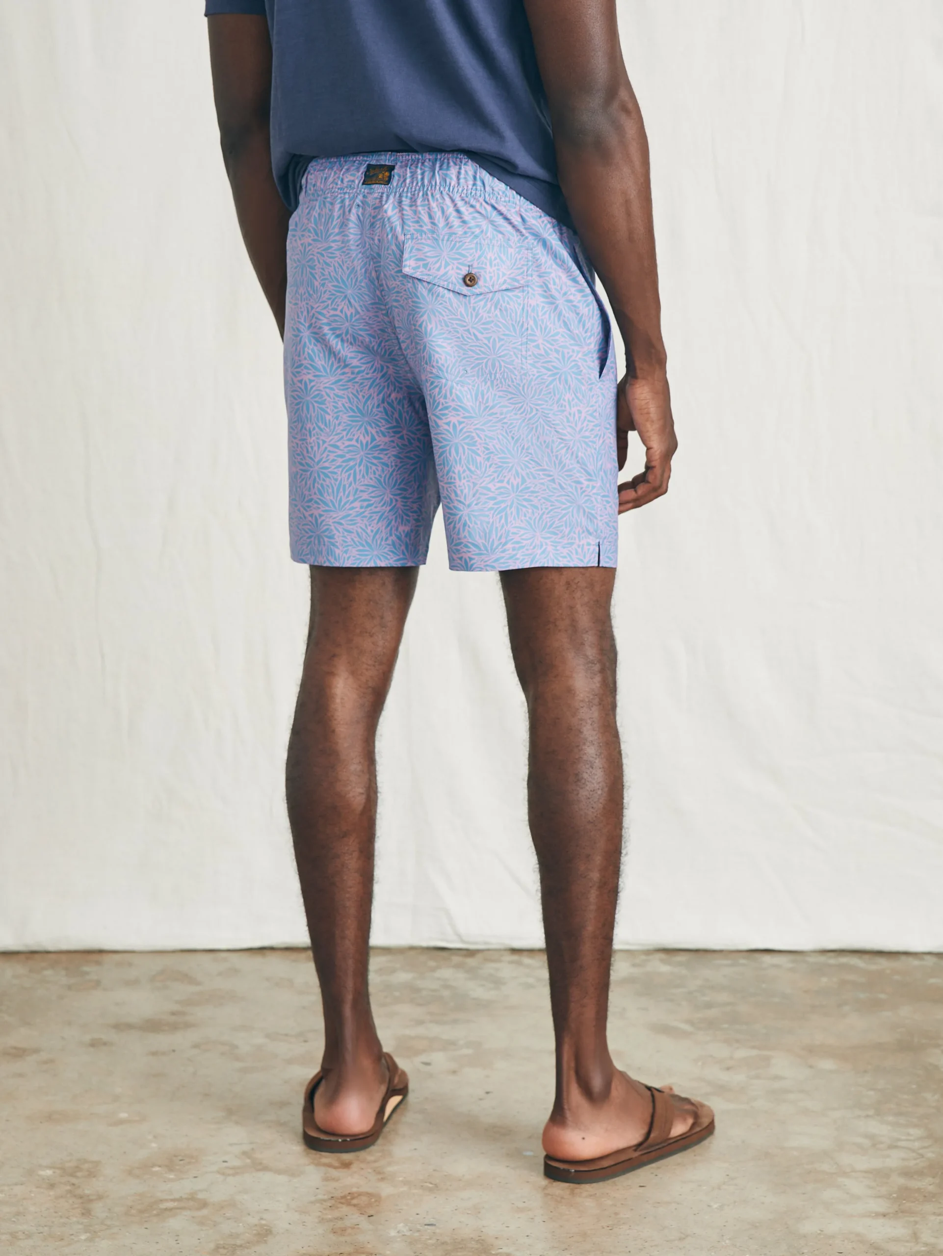 Swim^Faherty Brand Sunwashed Trunk - Night Orchid Frond