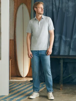 Polo Shirts|T-Shirts & Henleys^Faherty Brand Sunwashed T-Shirt Polo - Heather Grey