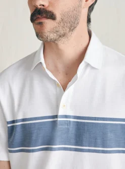 Polo Shirts|T-Shirts & Henleys^Faherty Brand Sunwashed T-Shirt Polo - White Surf Stripe