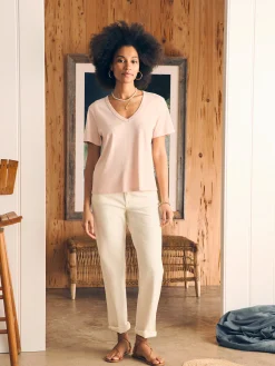 T-Shirts^Faherty Brand Sunwashed V-Neck Tee - Peach Whip
