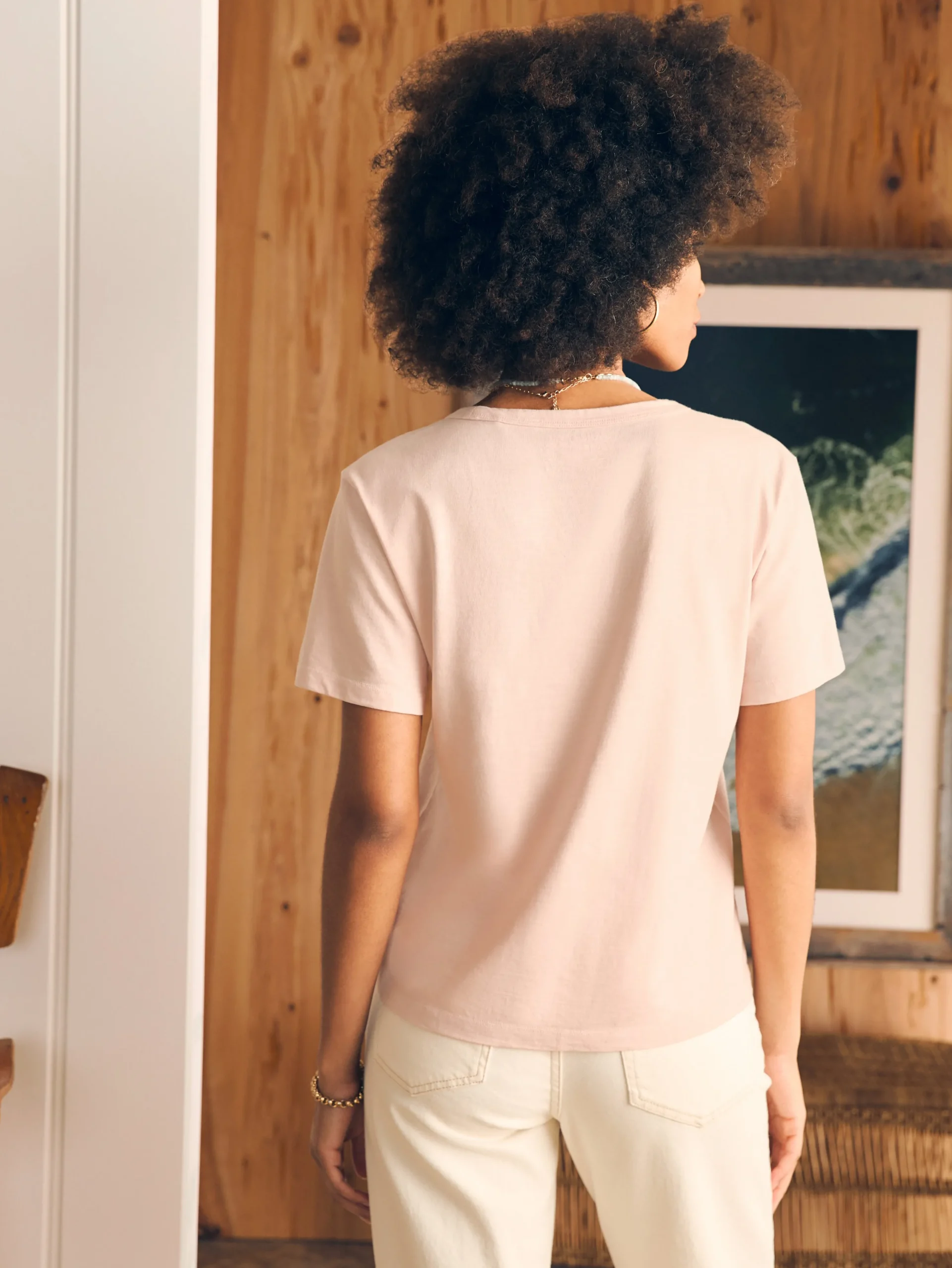 T-Shirts^Faherty Brand Sunwashed V-Neck Tee - Peach Whip