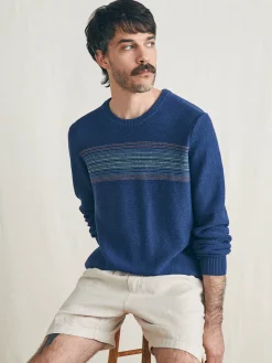 Sweaters^Faherty Brand Surf Stripe Crew Sweater - Navy Sea Sunset