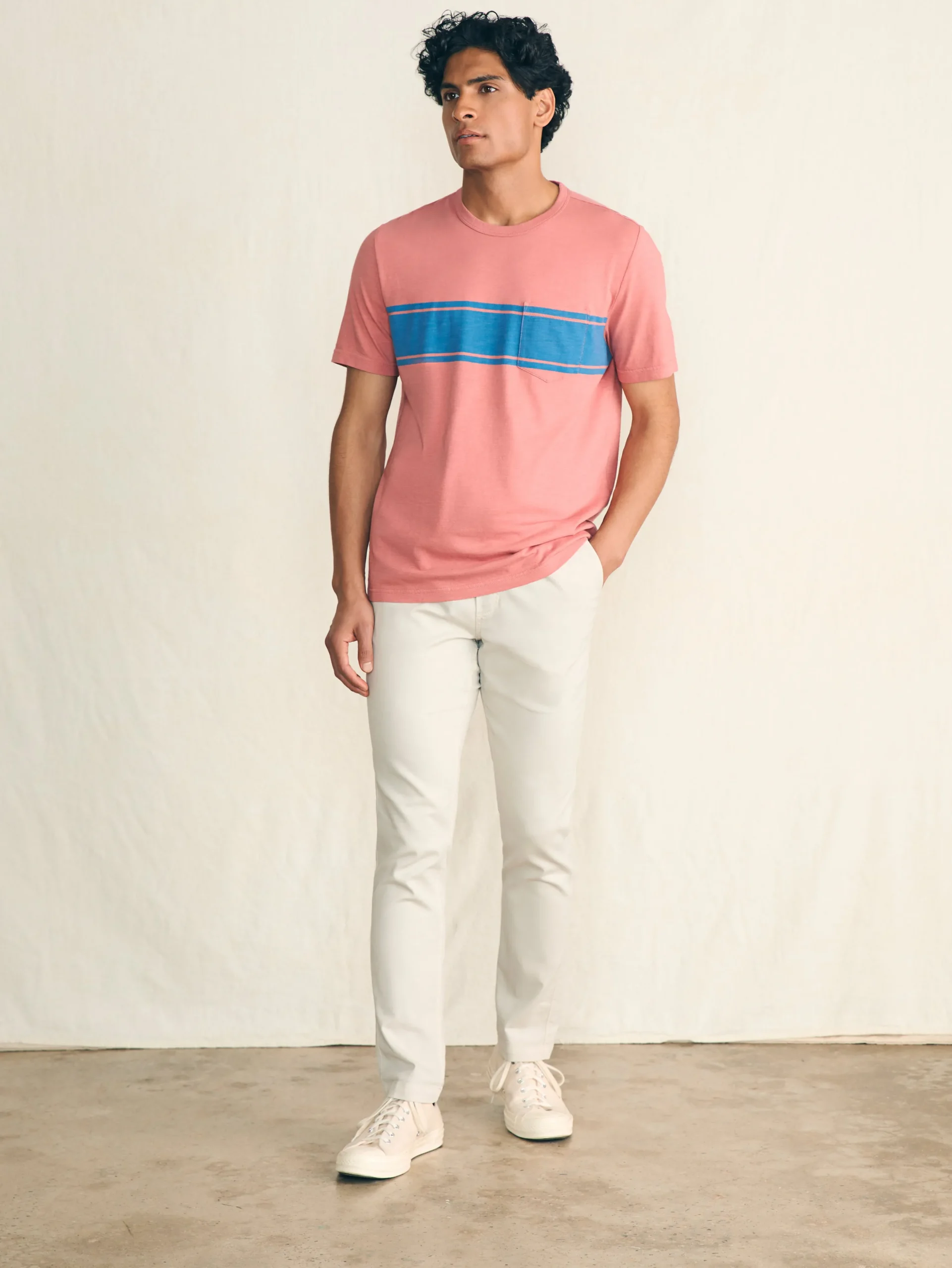 T-Shirts & Henleys^Faherty Brand Surf Stripe Sunwashed Pocket Tee - Faded Flag