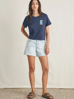T-Shirts^Faherty Brand Surfrider Sunwashed Cropped Tee - Dune Navy