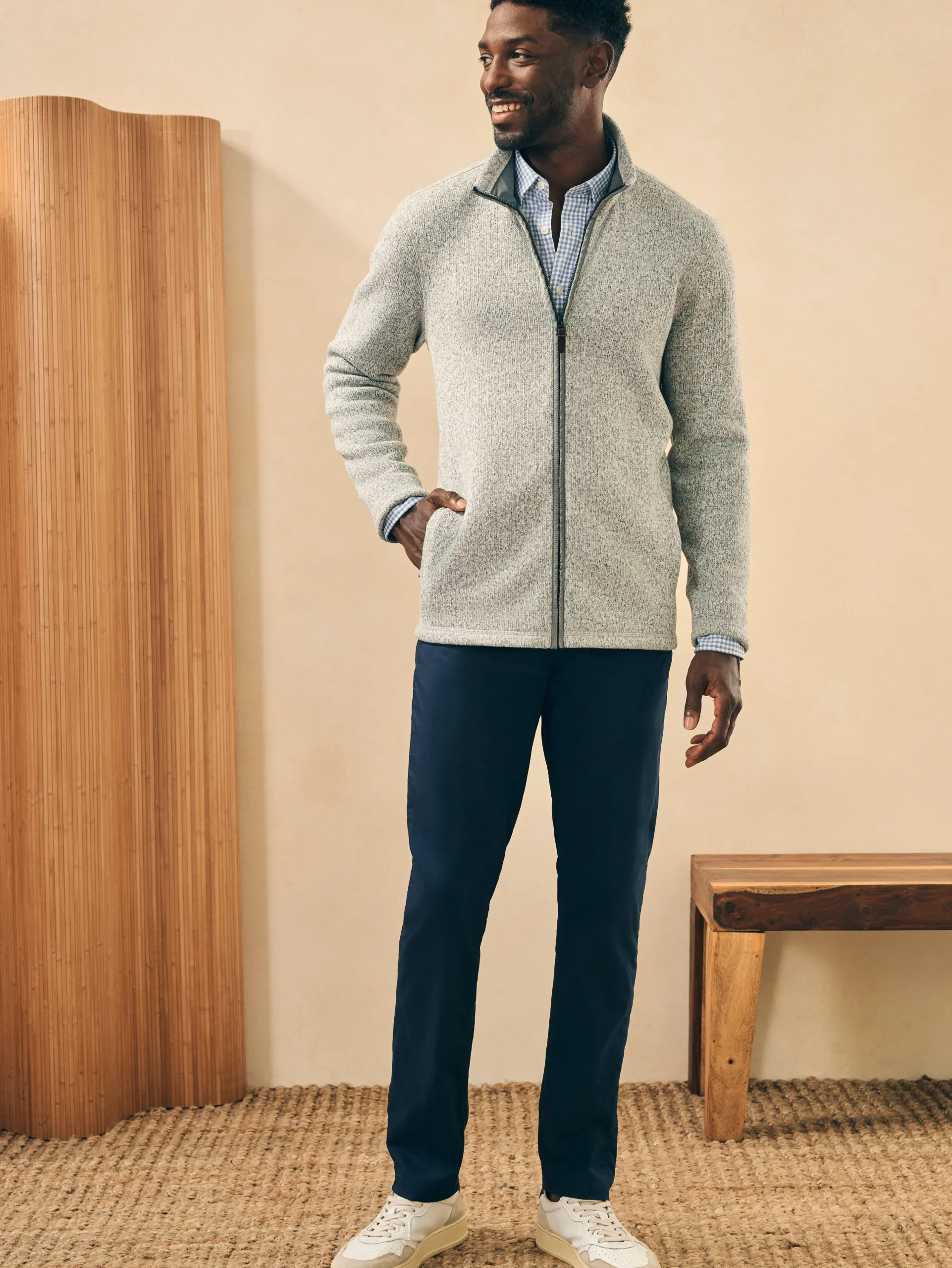 Sweaters|Hoodies & Sweatshirts^Faherty Brand Sweater Fleece Full Zip - Light Granite