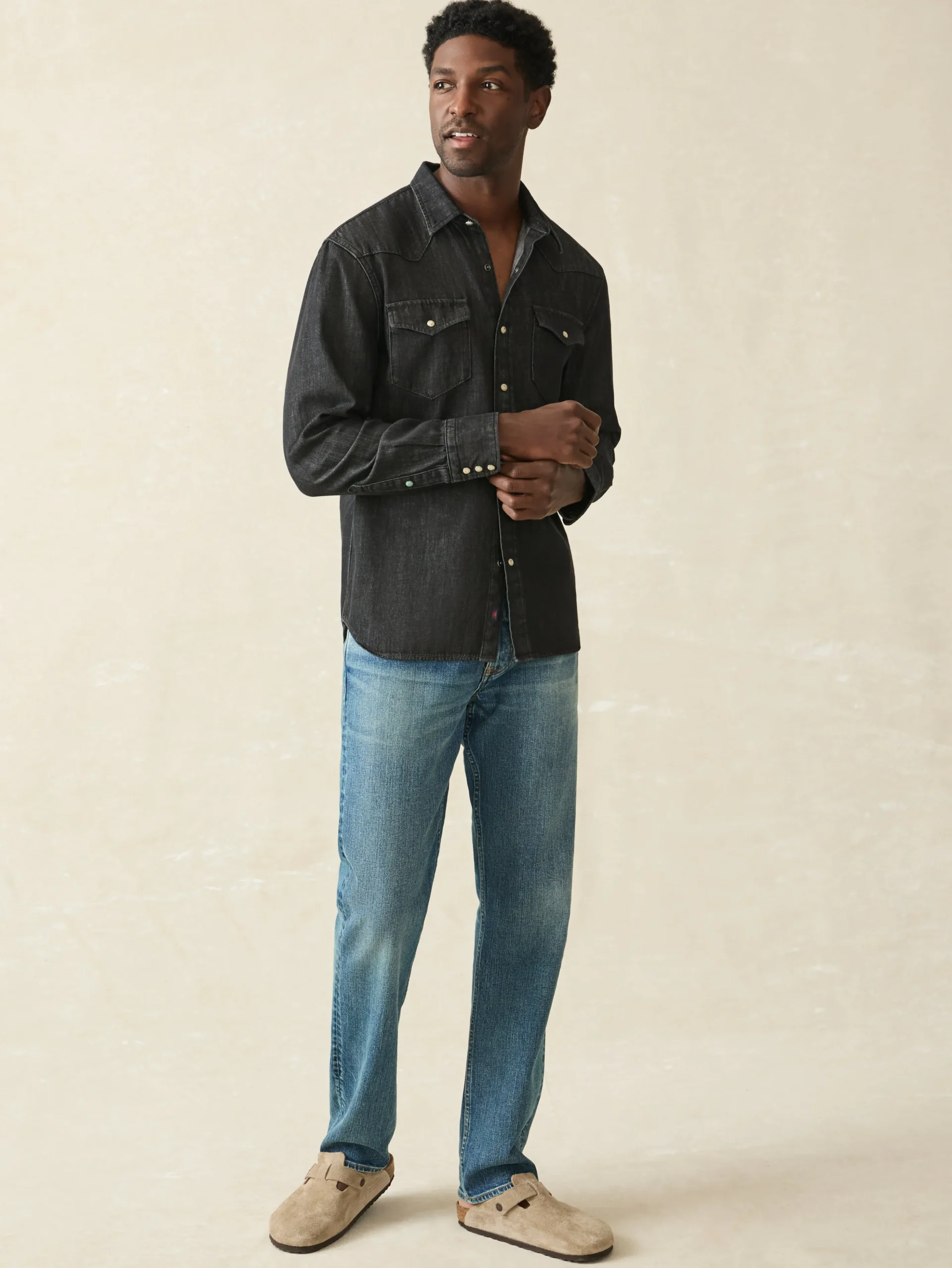 Shirts^Faherty Brand The Western Shirt - Black Sand Wash