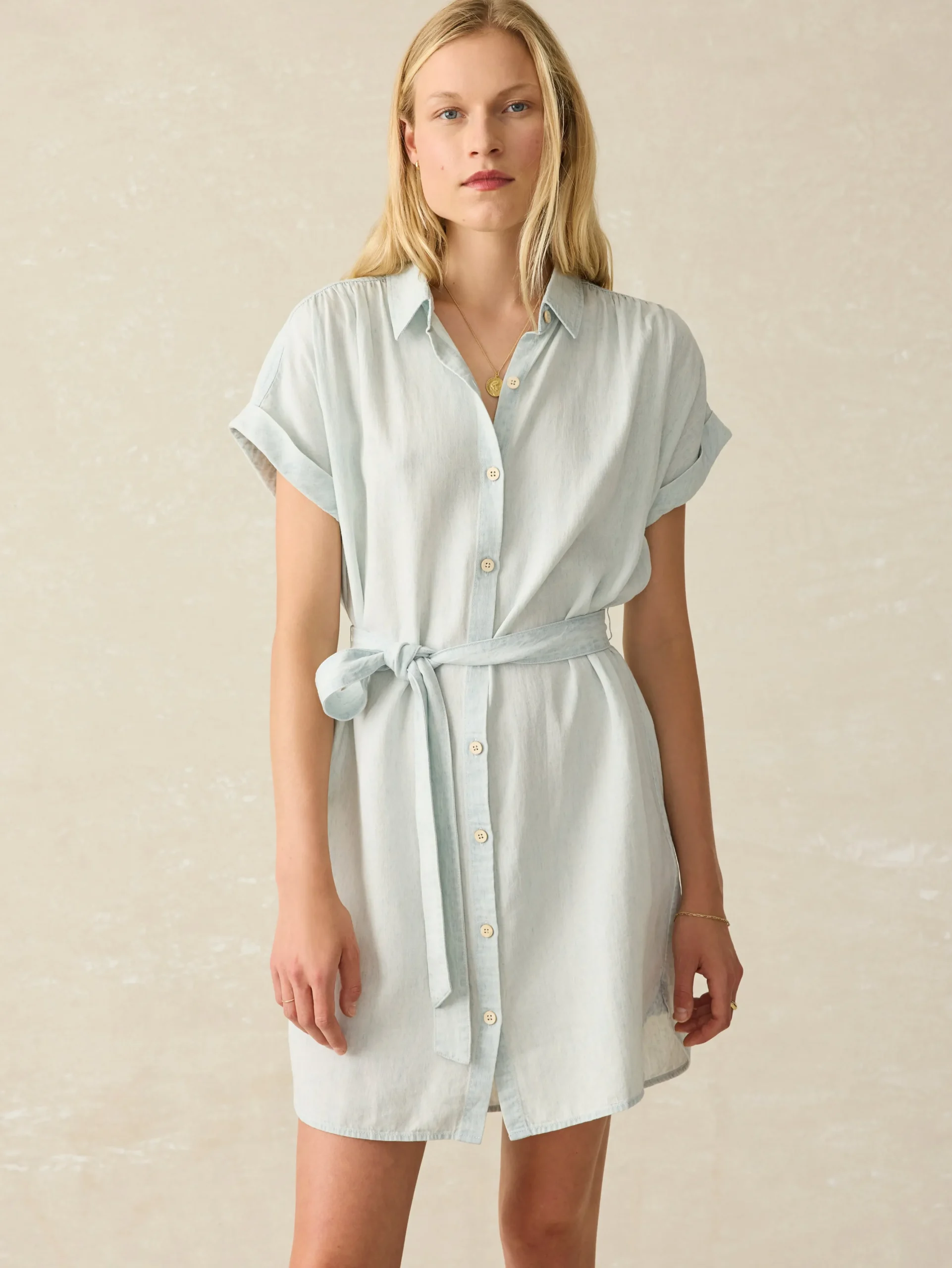 Dresses^Faherty Brand Tried & True Breeze Shirtdress - Icy Blue Wash